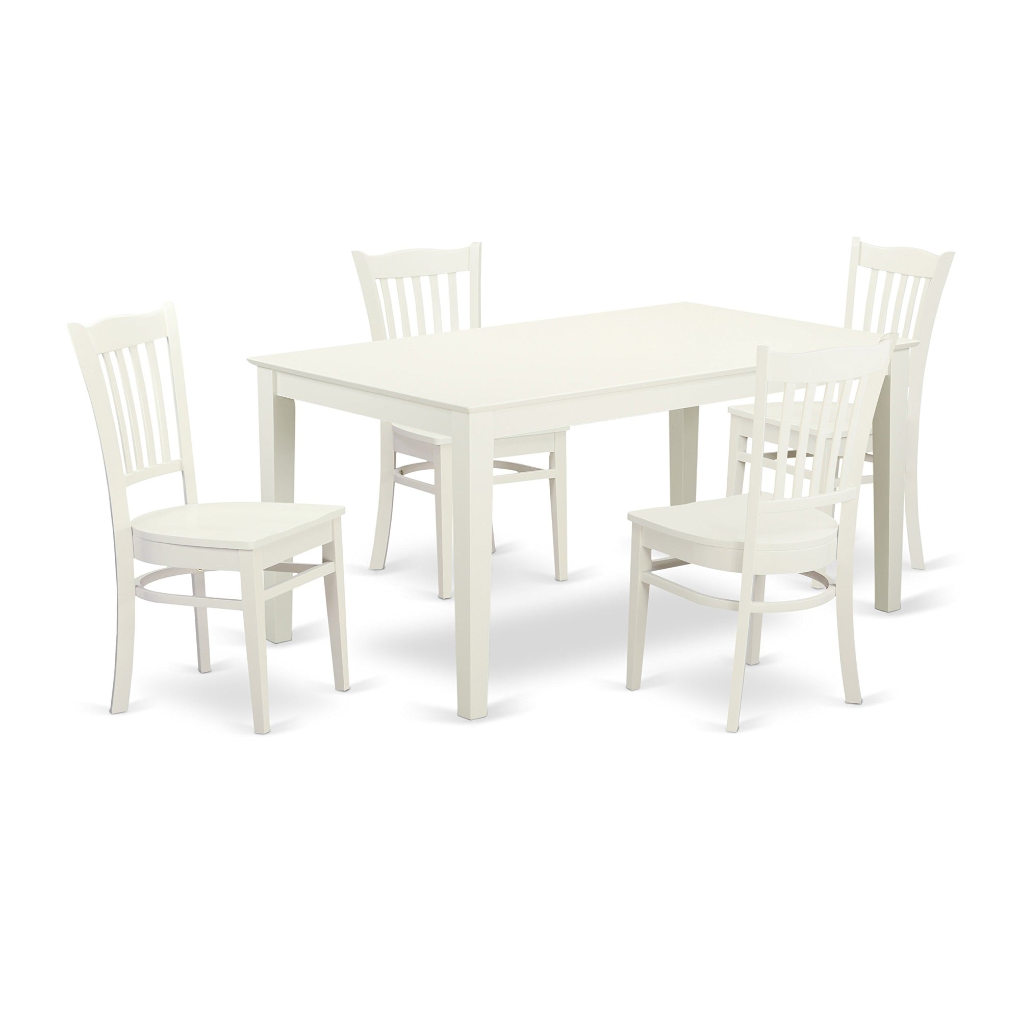 Ergode 5 Pc Kitchen Nook Table Set, Rectangle Dining Room Table & 4 Wooden Chairs, Asian Solid Wood, Easy Assembly & Cleaning, 36X60 Inch, Linen White