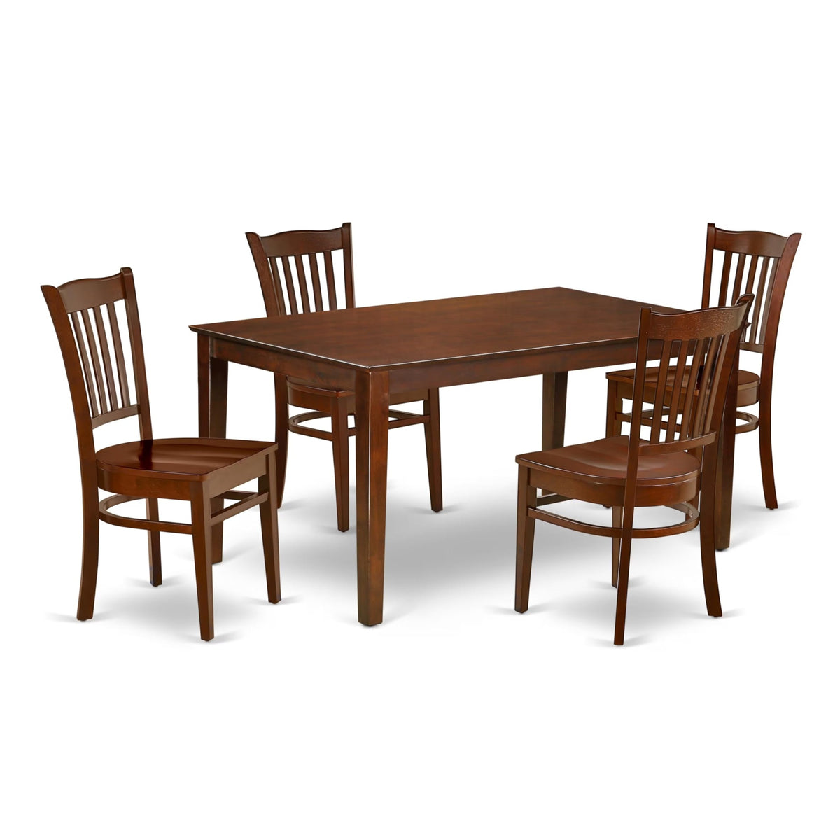 Casafoyer Cagr5-Mah-W 5 Piece Dinette Set For 4 Includes A Rectangle Dining Room Table And 4 Dining Chairs, 36X60 Inch, Mahogany