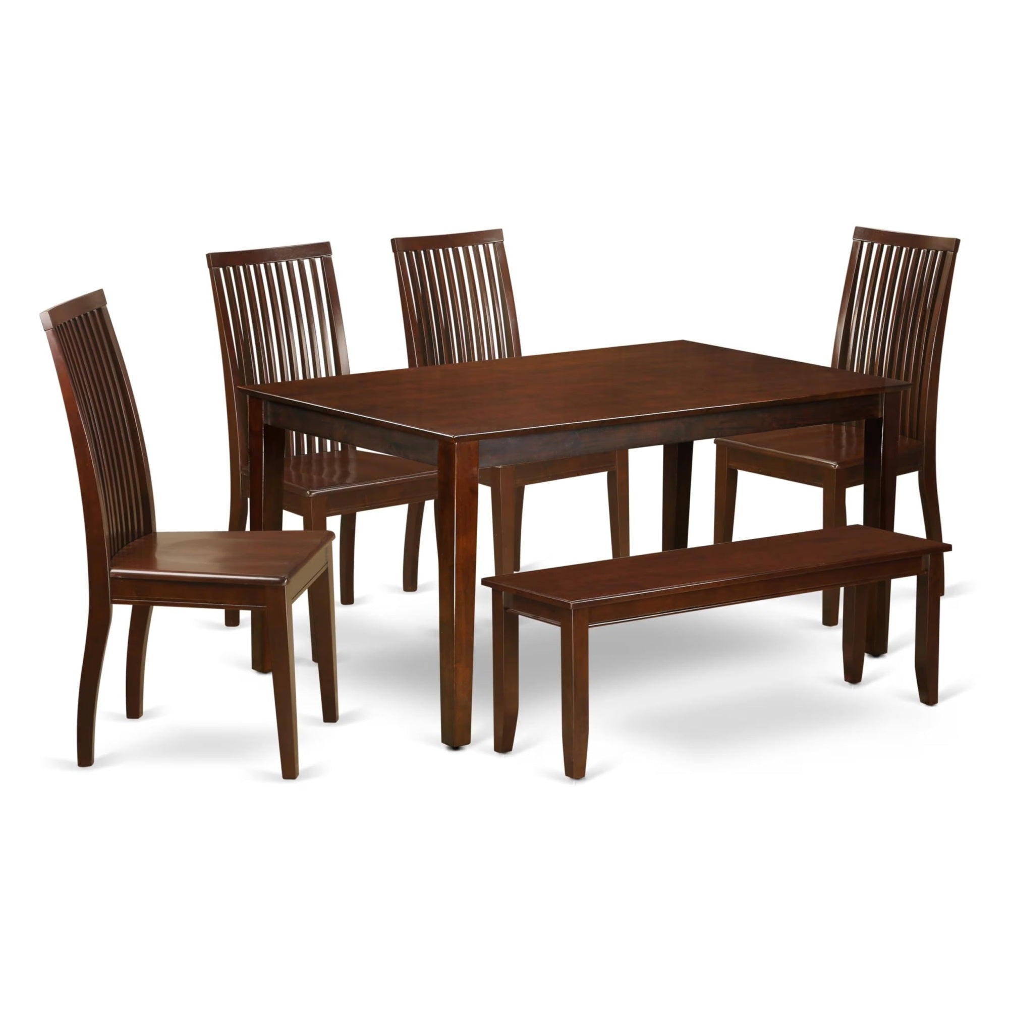 Casafoyer Caip6-Mah-W Capri 6 Piece Room Set Contains A Rectangle Kitchen Table And 4 Dining Chairs With A Bench, 36X60 Inch, Mahogany