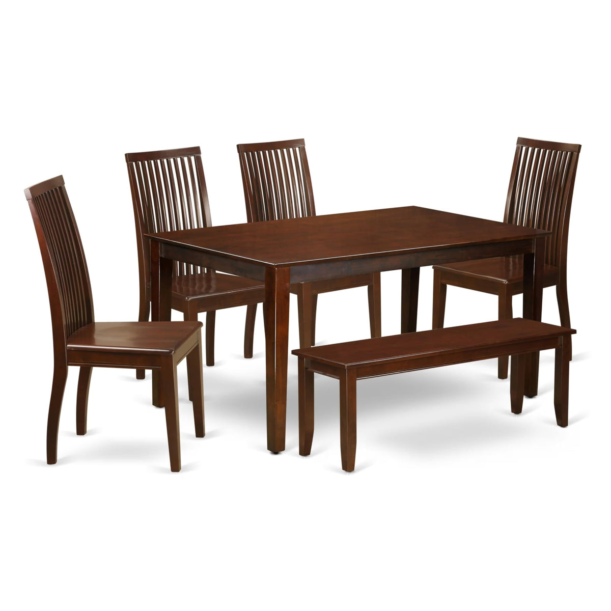 Casafoyer Caip6-Mah-W Capri 6 Piece Room Set Contains A Rectangle Kitchen Table And 4 Dining Chairs With A Bench, 36X60 Inch, Mahogany