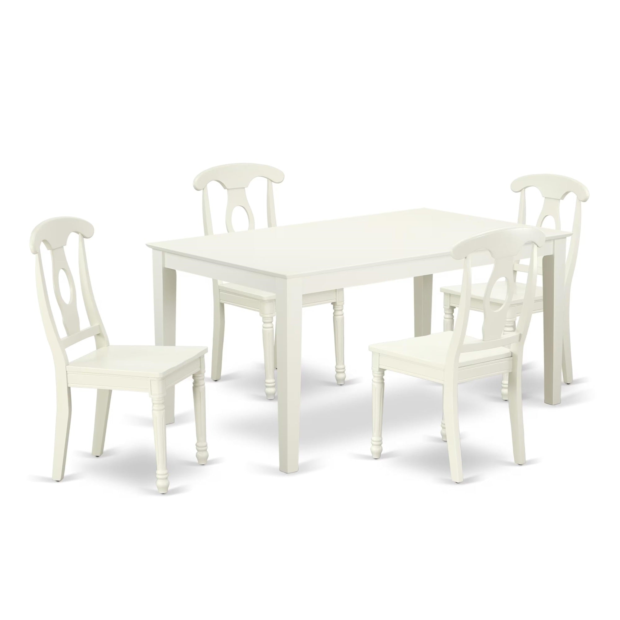 Casafoyer Capri 5 Piece Kitchen Set For 4 Includes A Rectangle Table And 4 Dining Room Chairs, 36X60 Inch, Linen White