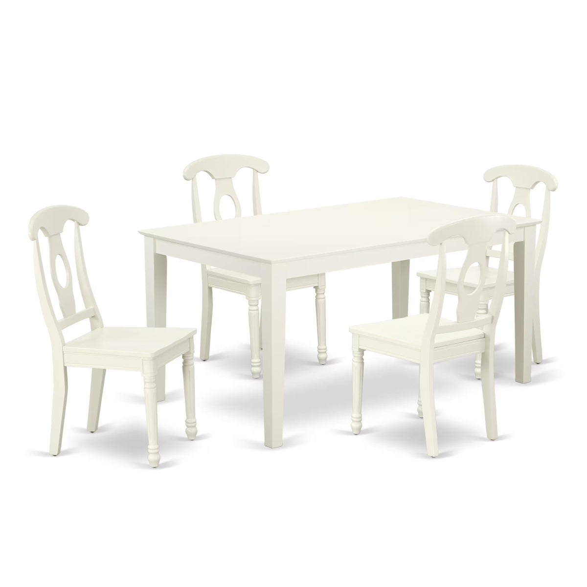 Casafoyer Capri 5 Piece Kitchen Set For 4 Includes A Rectangle Table And 4 Dining Room Chairs, 36X60 Inch, Linen White
