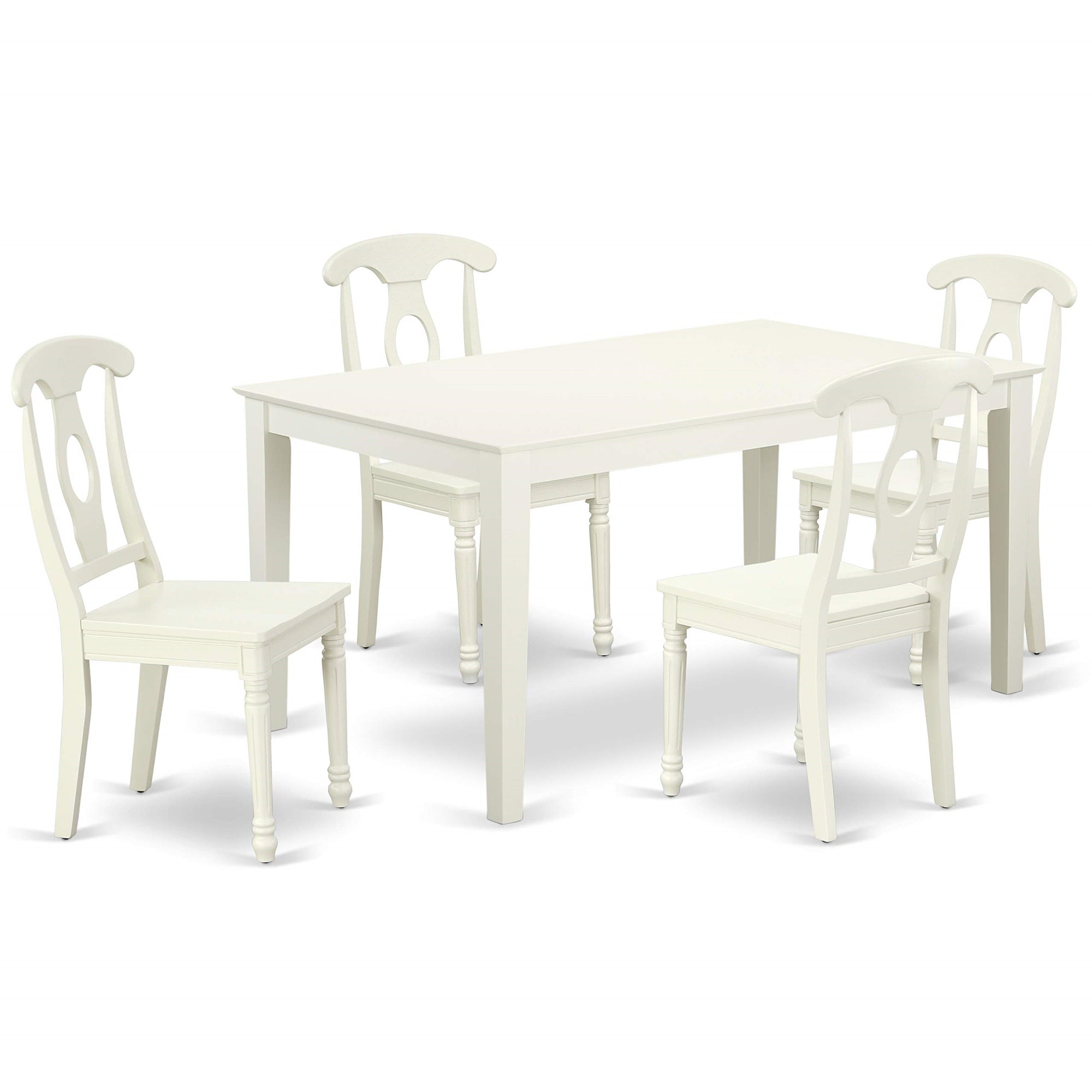 Ergode Cake5-Lwh-W, 5-Piece Small Dining Table Set, Rectangle Table & 4 Kitchen Chairs, Wooden Seat & Napoleon Back, High-Quality Asian Wood, Easy Assembly & Cleaning, 36X60 Inch
