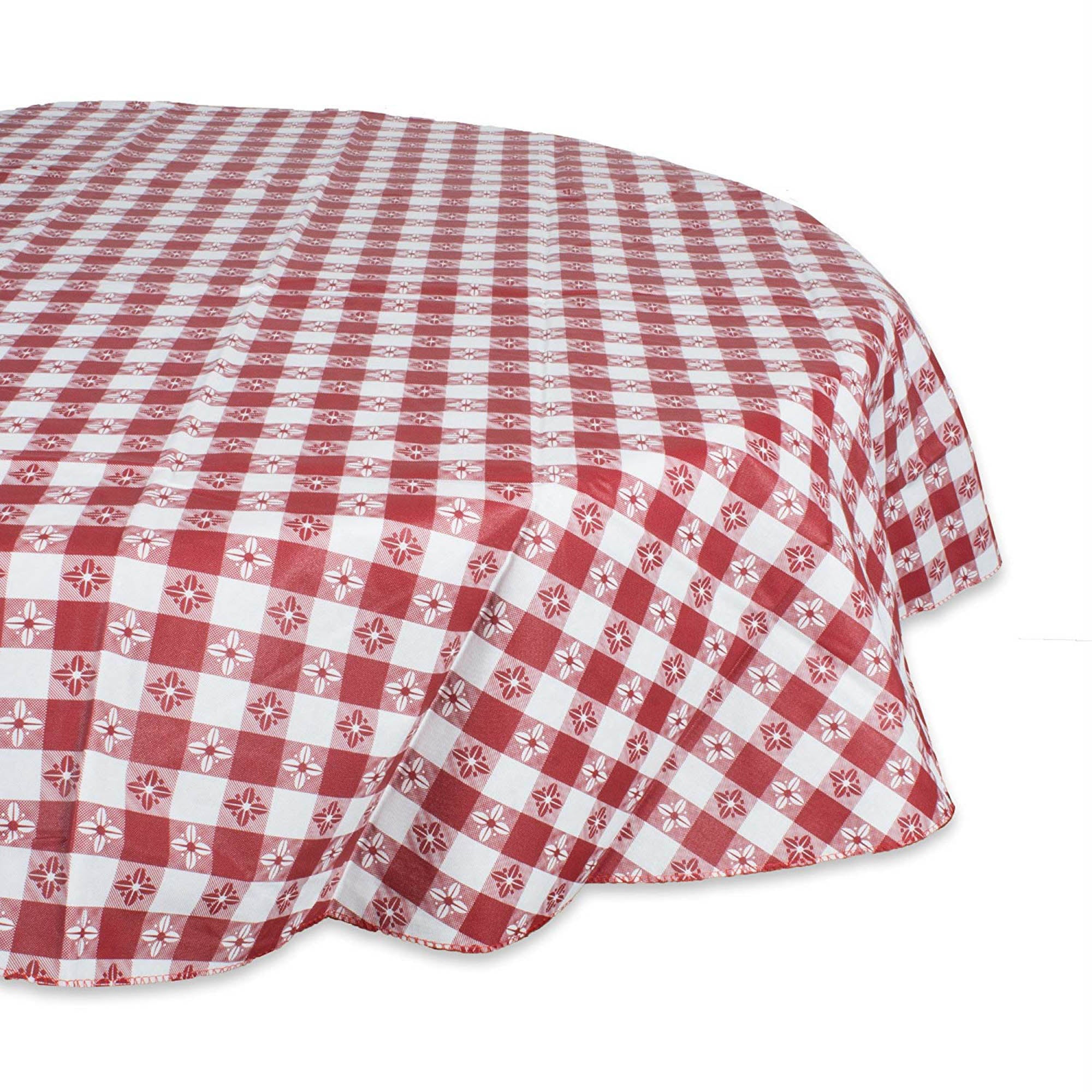 Dii 60Rnd Red Chk Ecovinyl Tablecloth (Set Of 3)