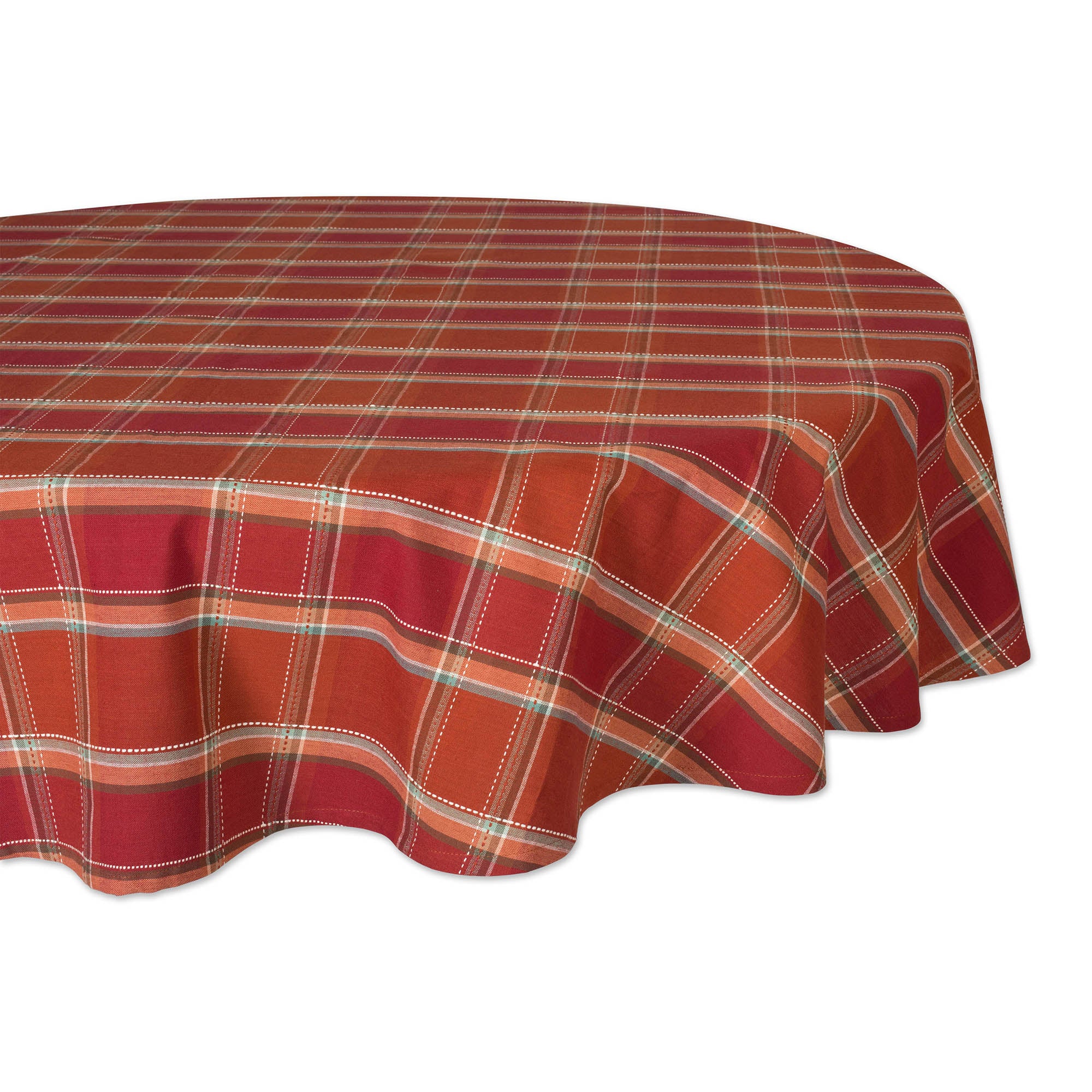 Dii Autumn Spice Plaid  Tablecloth 70 Round