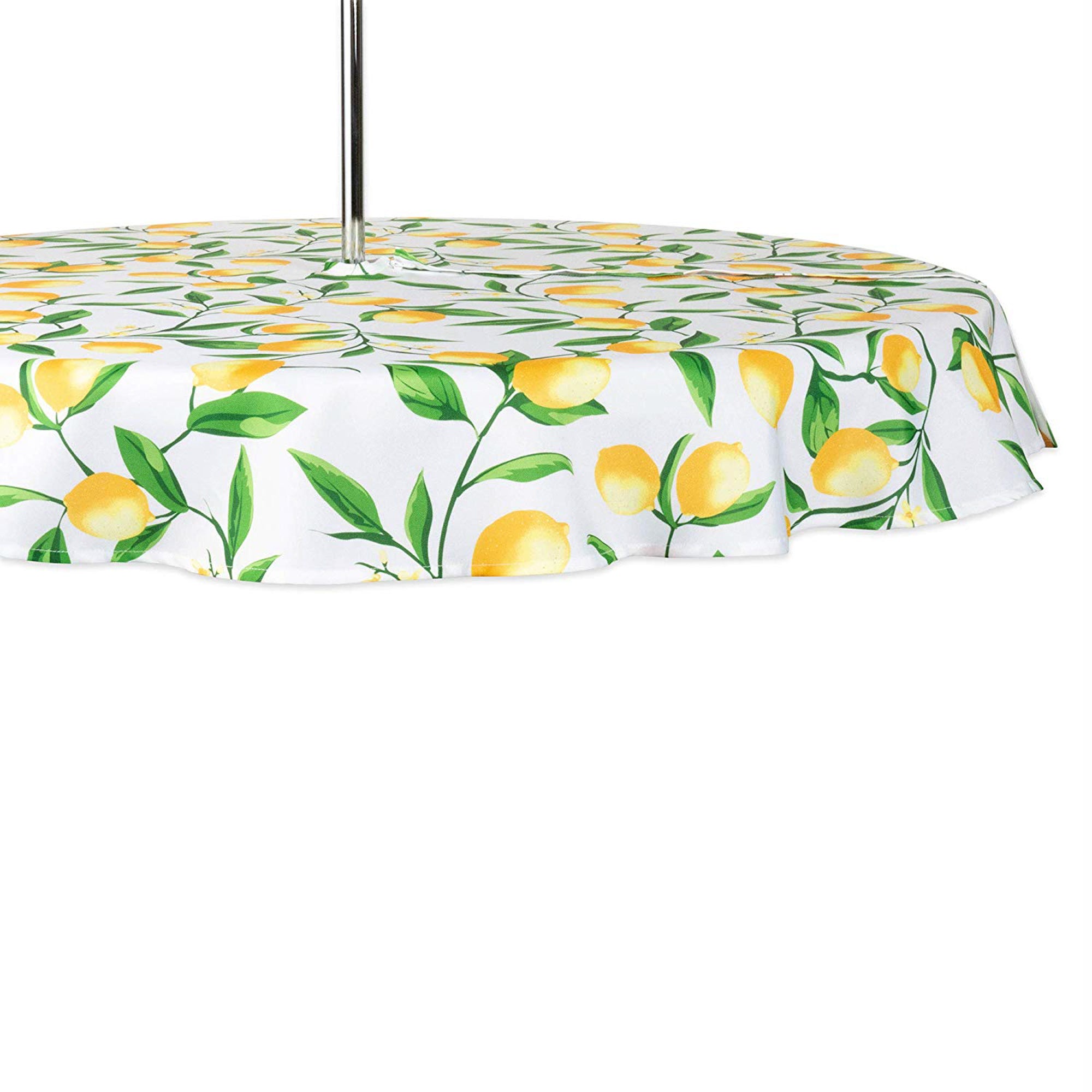 Dii Lemon Bliss Print Outdoor Tablecloth With Zipper 60 Round