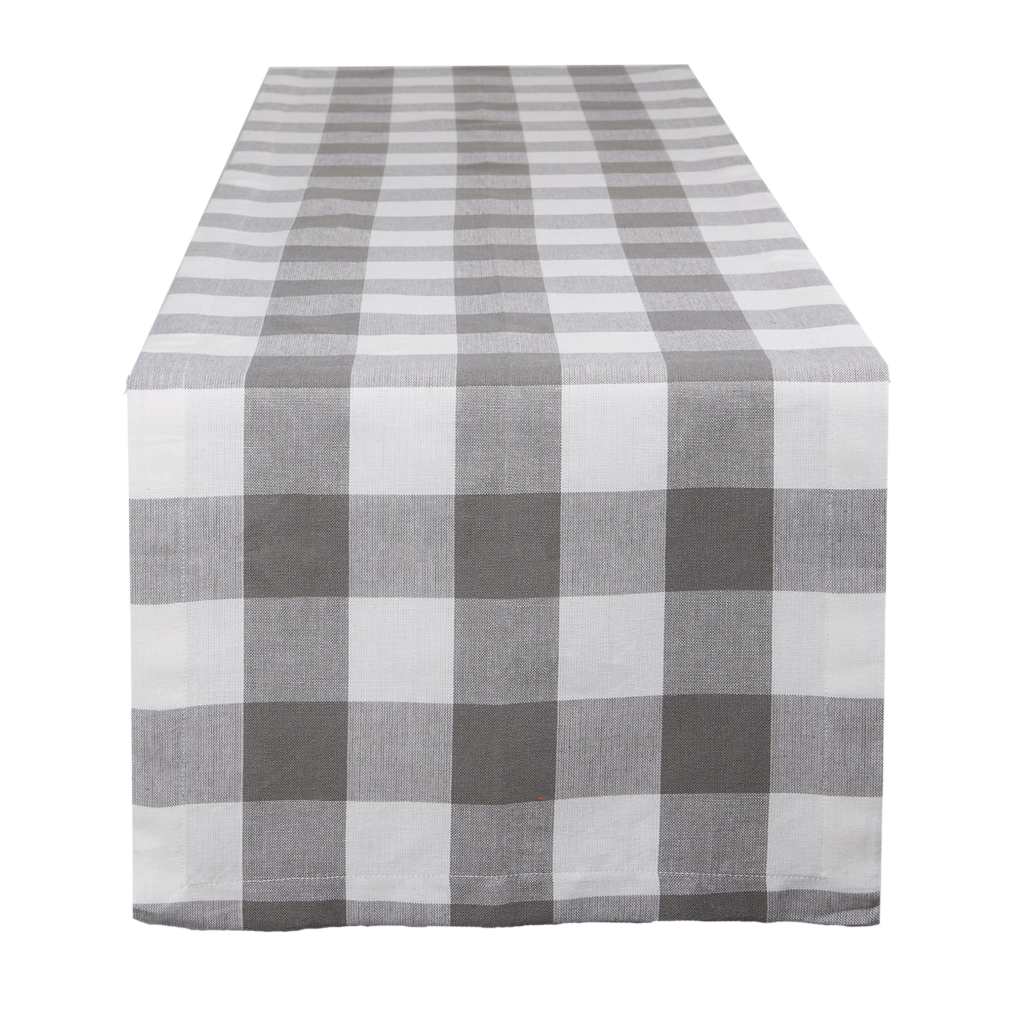 Dii Gray & White Buffalo Check Table Runner 14X108