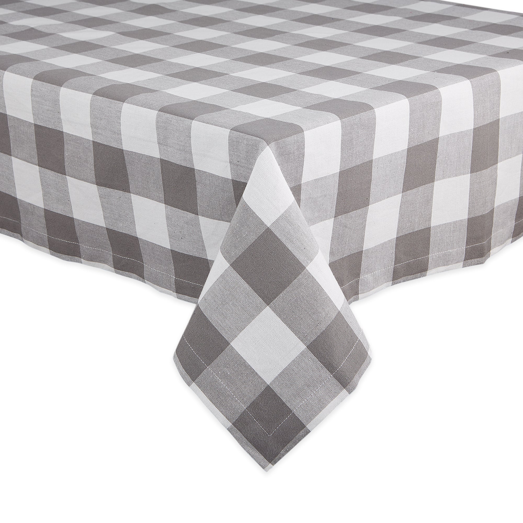Dii Gray & White Buffalo Check Tablecloth 60X84