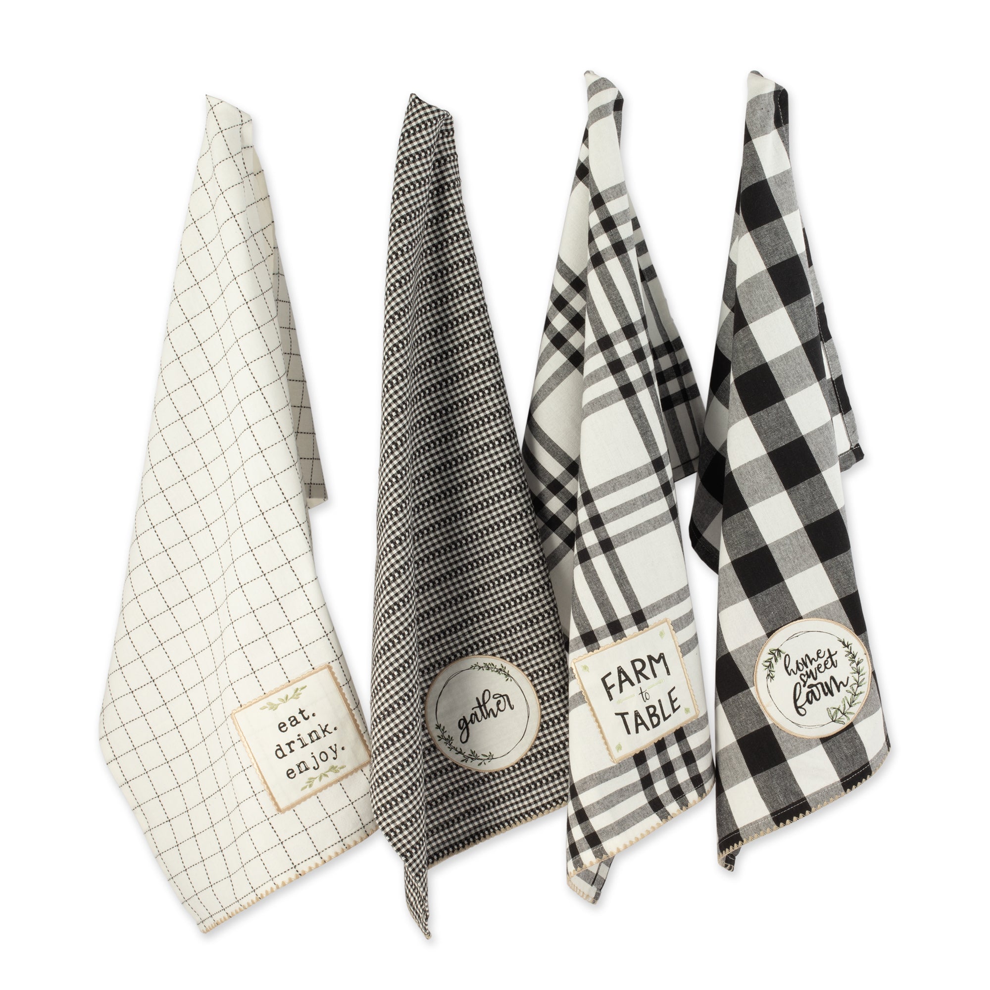 Dii Home Sweet Farmhouse Kitchen Textiles, 18X28, Assorted, 4 Pieces