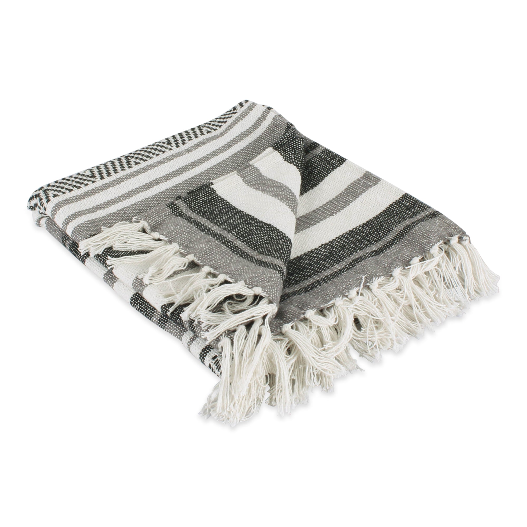 Dii Farmhouse Woven Throw, 50X60 With 3 Fringe, Black, 1 Piece