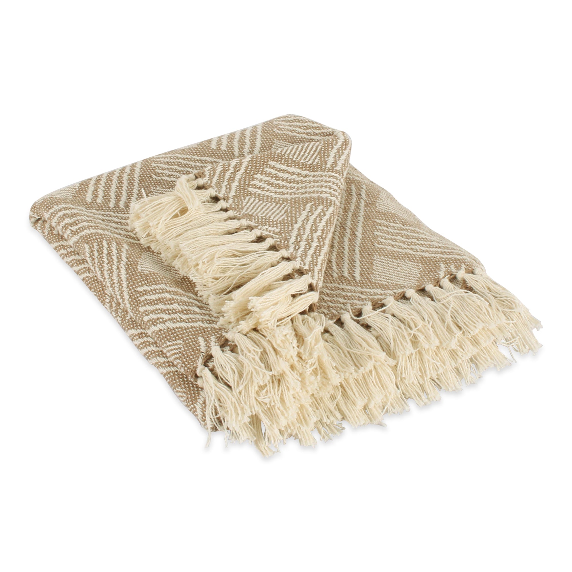 Dii Basketweave Woven Throw, 50X60 With 3 Fringe, Stone, 1 Piece
