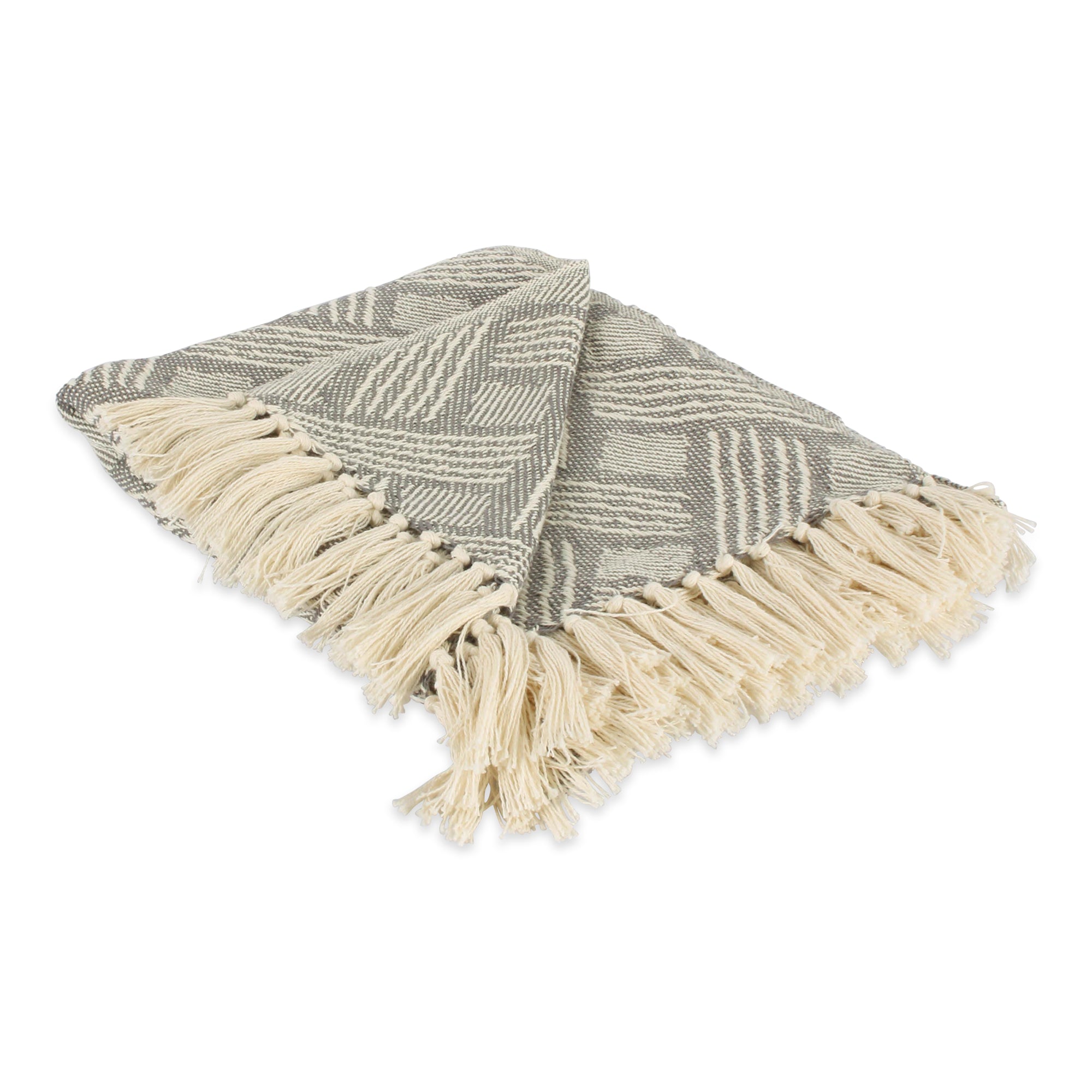Dii Basketweave Woven Throw, 50X60 With 3 Fringe, Gray, 1 Piece