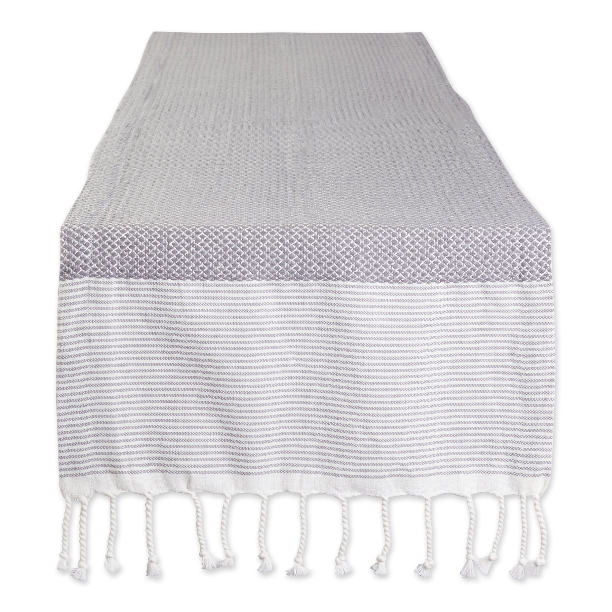 Dii Gray Bordered Dobby Table Runner 15X108