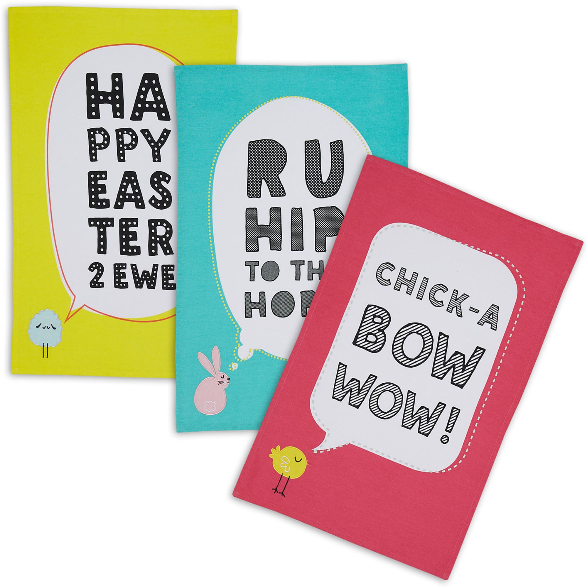 Dii Easter Animals Dishtowel Set, 18X28, 3 Piece