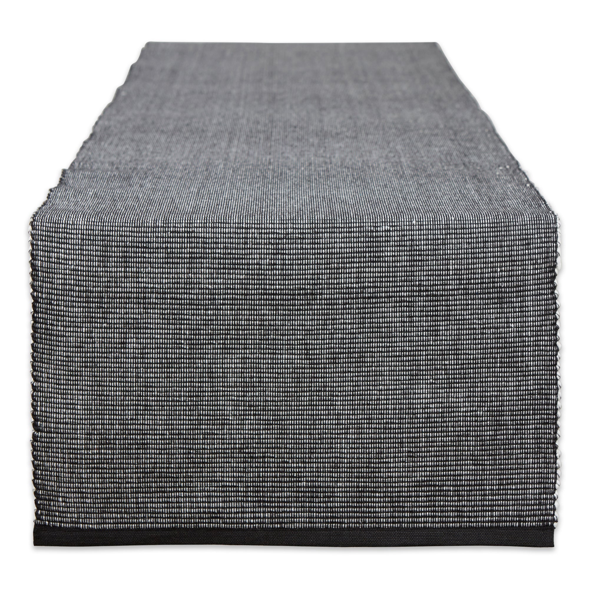 Dii Black & White 2-Tone Ribbed Table Runner