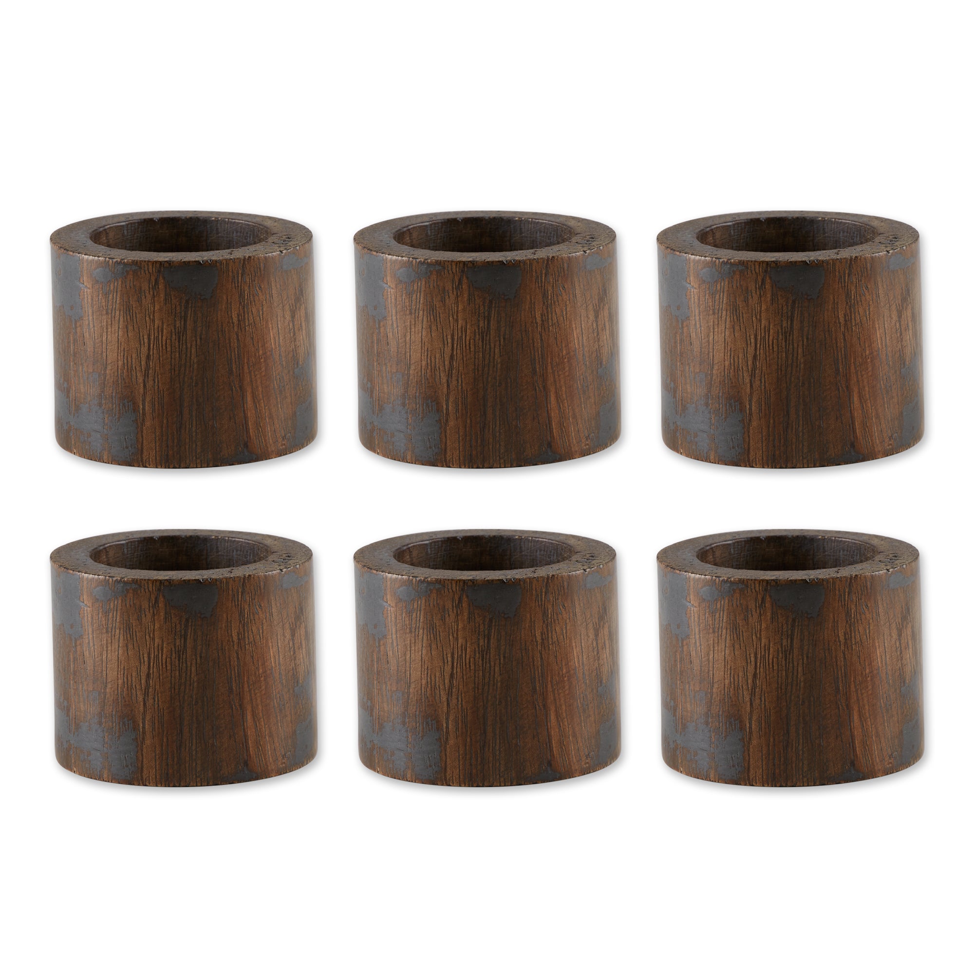 Dii Black Rub Finish Wood Band Napkin Ring (Set Of 6)
