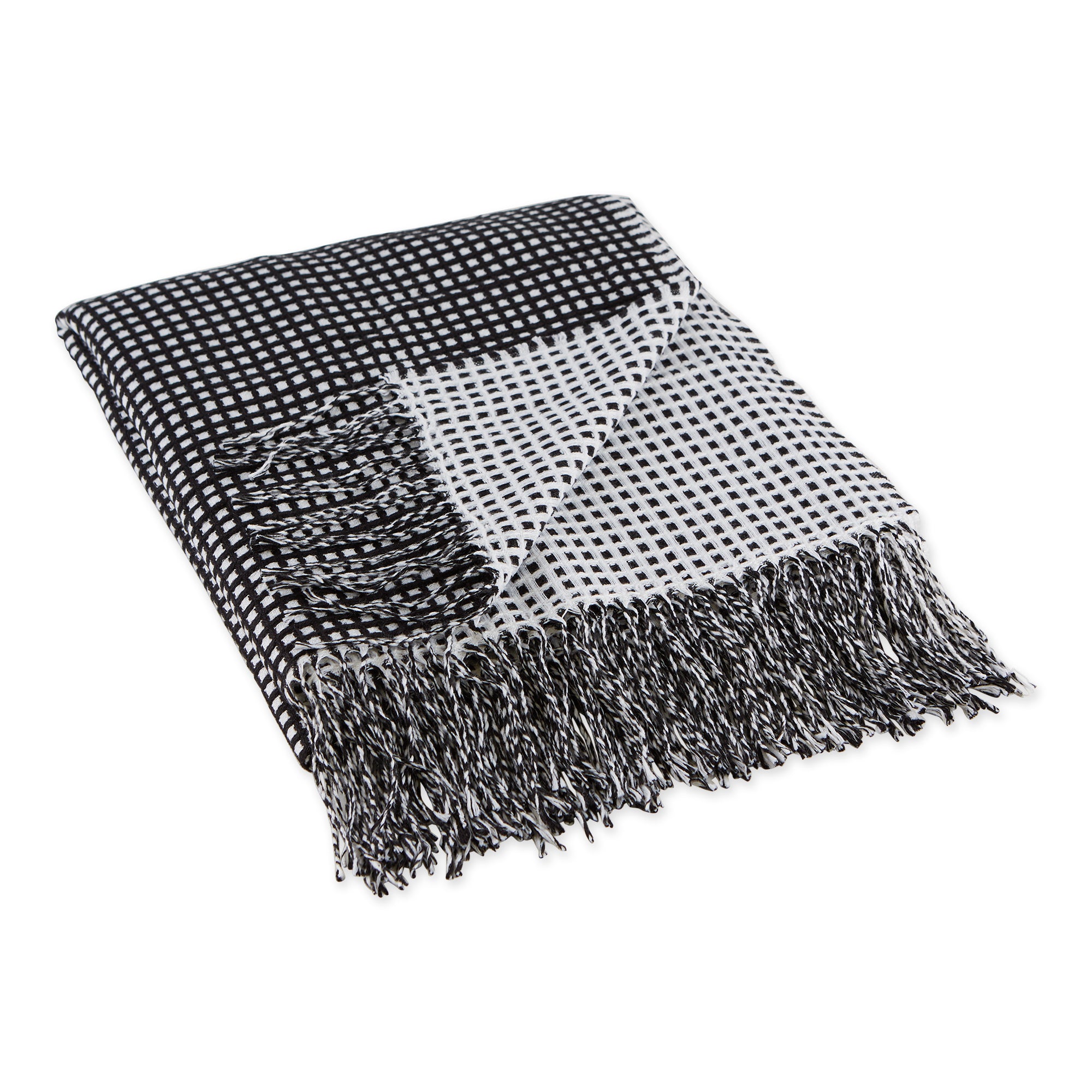 Dii Black & White Waffle Knit Throw