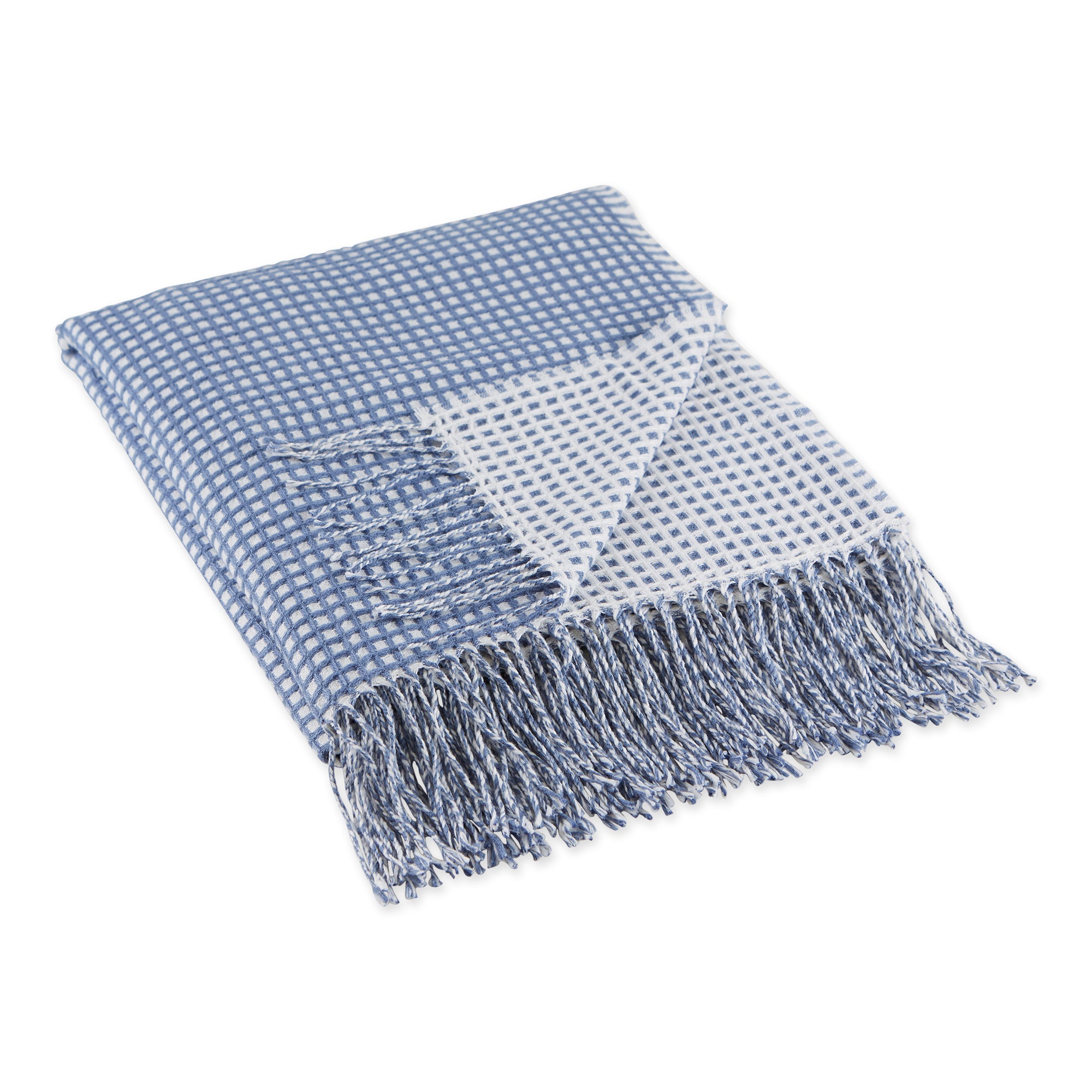 Dii Stonewash Blue & White Waffle Knit Throw