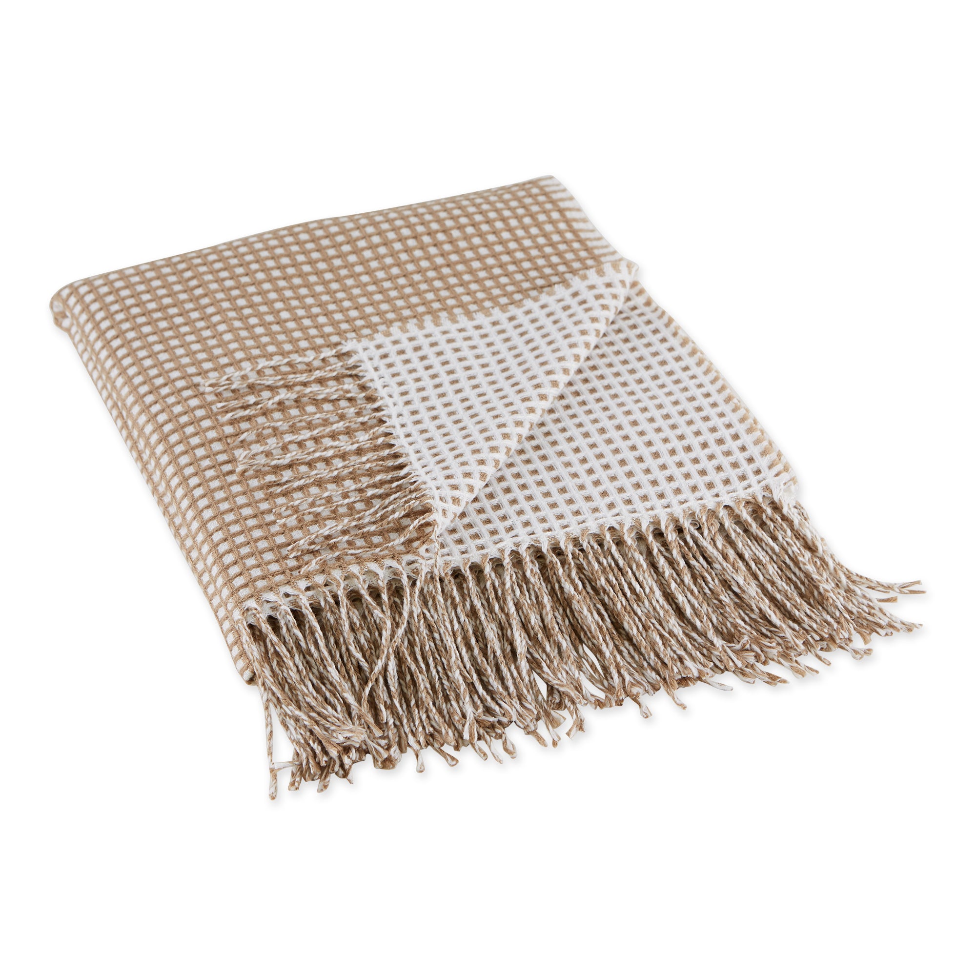 Dii Stone & White Waffle Knit Throw