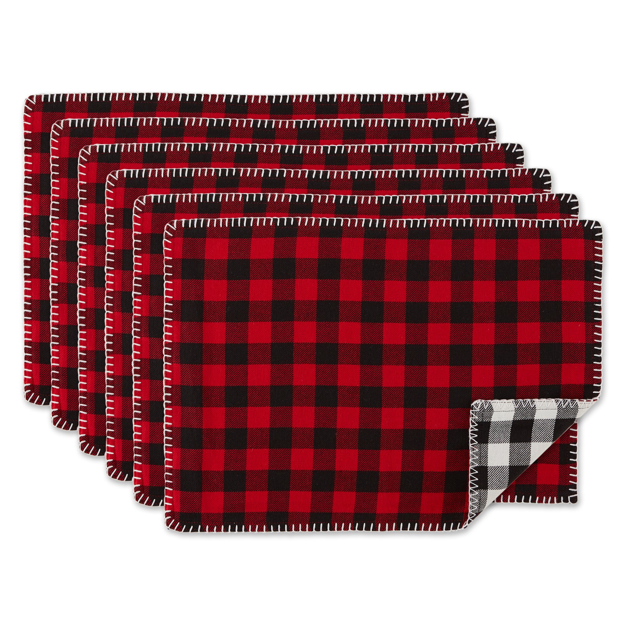 Dii Christmas Buffalo Check With Embroidery Placemat (Set Of 6)