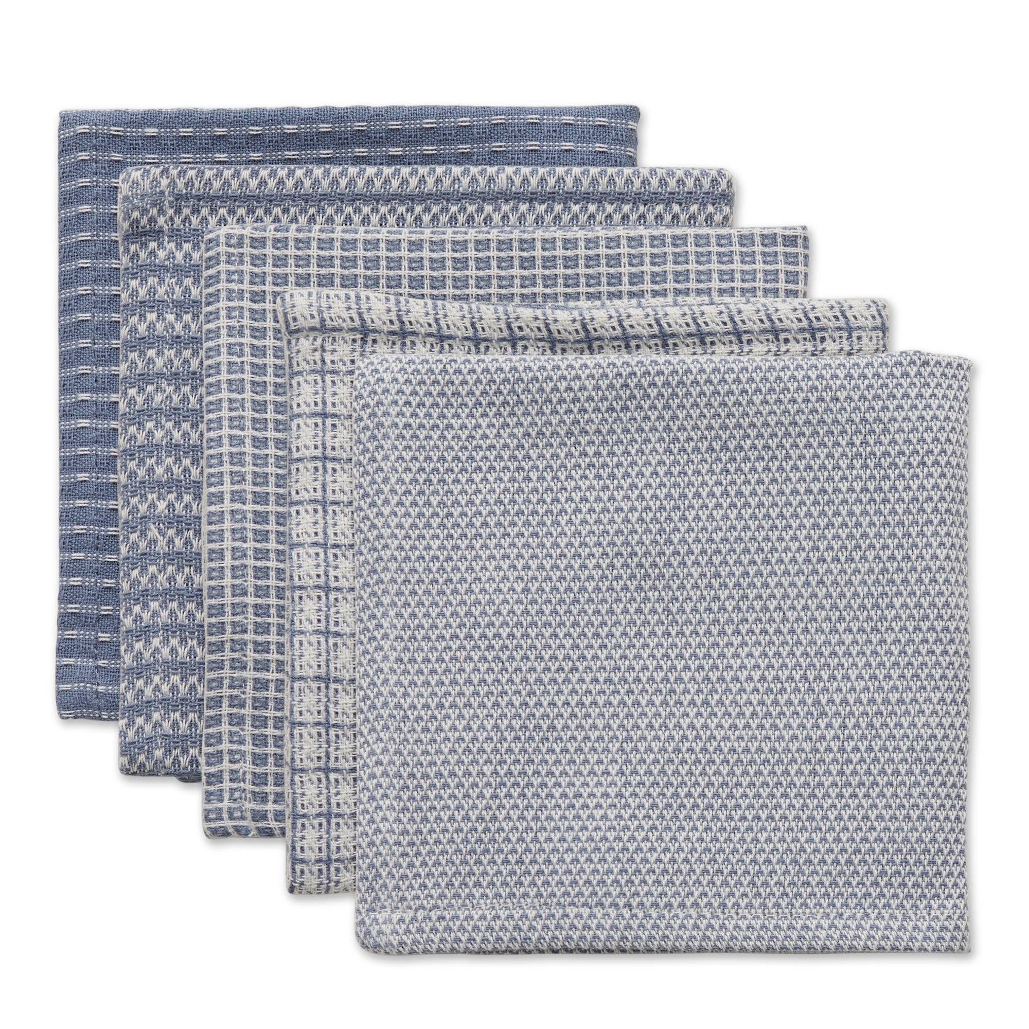 Dii Asst Stonewash Blue Dishcloth (Set Of 5)