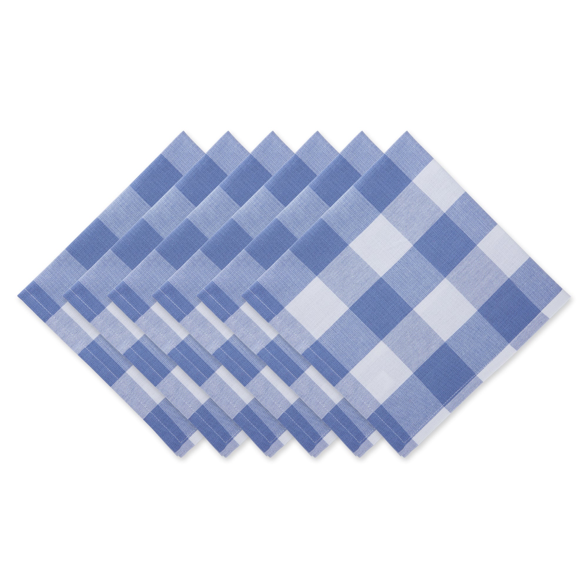 Dii Stonewash Blue Buffalo Check Napkin (Set Of 6)