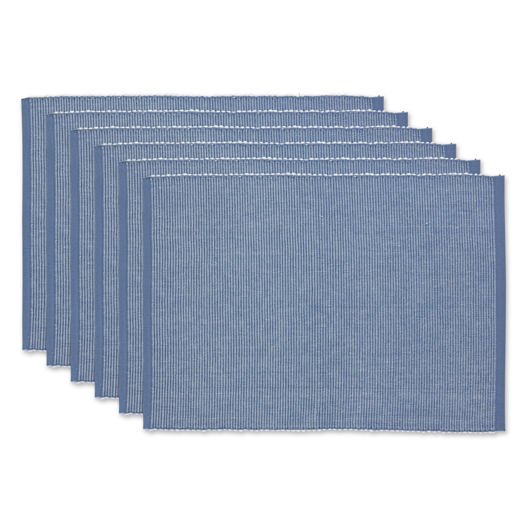 Dii Stonewash Blue & White 2-Tone Ribbed Placemat (Set Of 6)