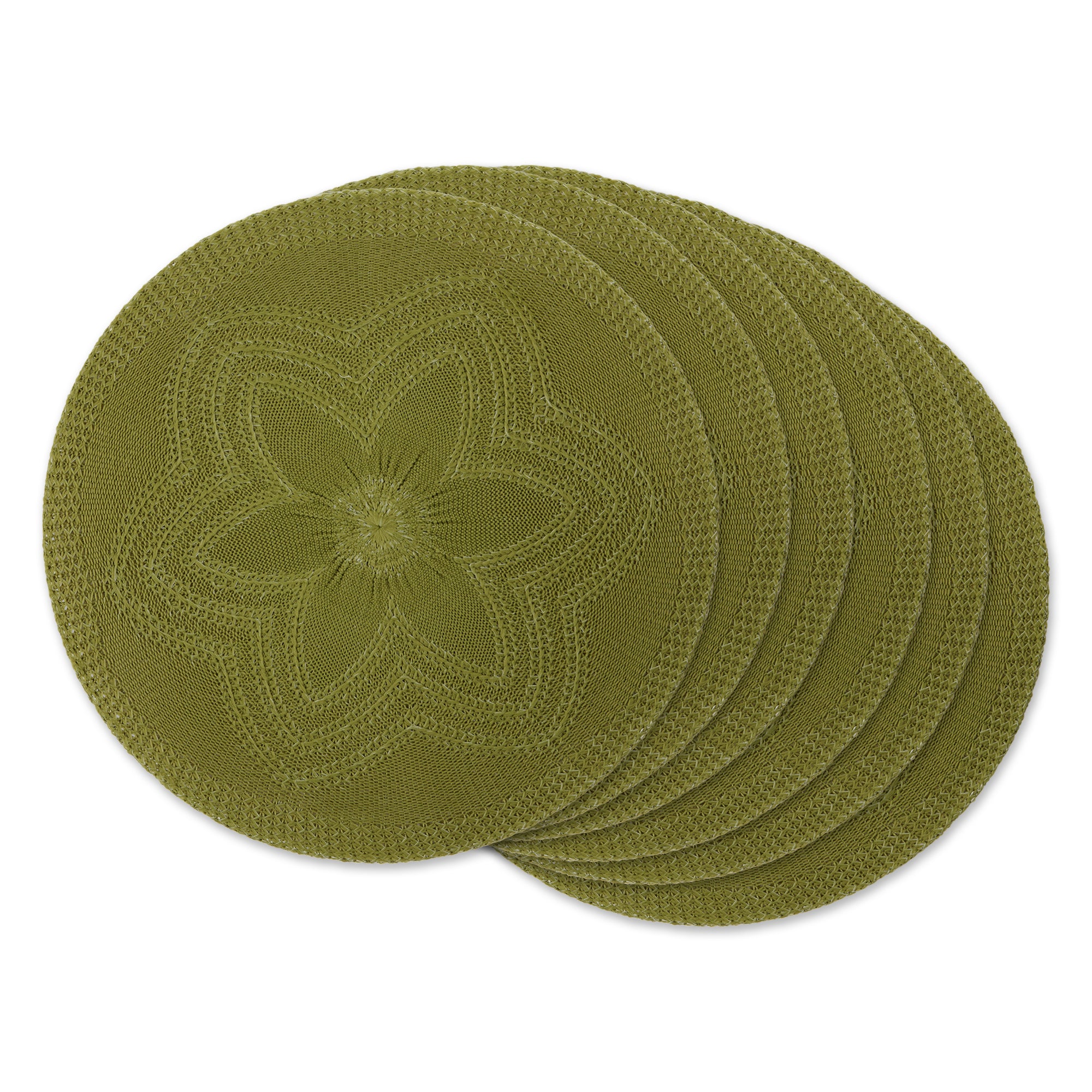 Dii Antique Green Floral Woven Round Placemat (Set Of 6)