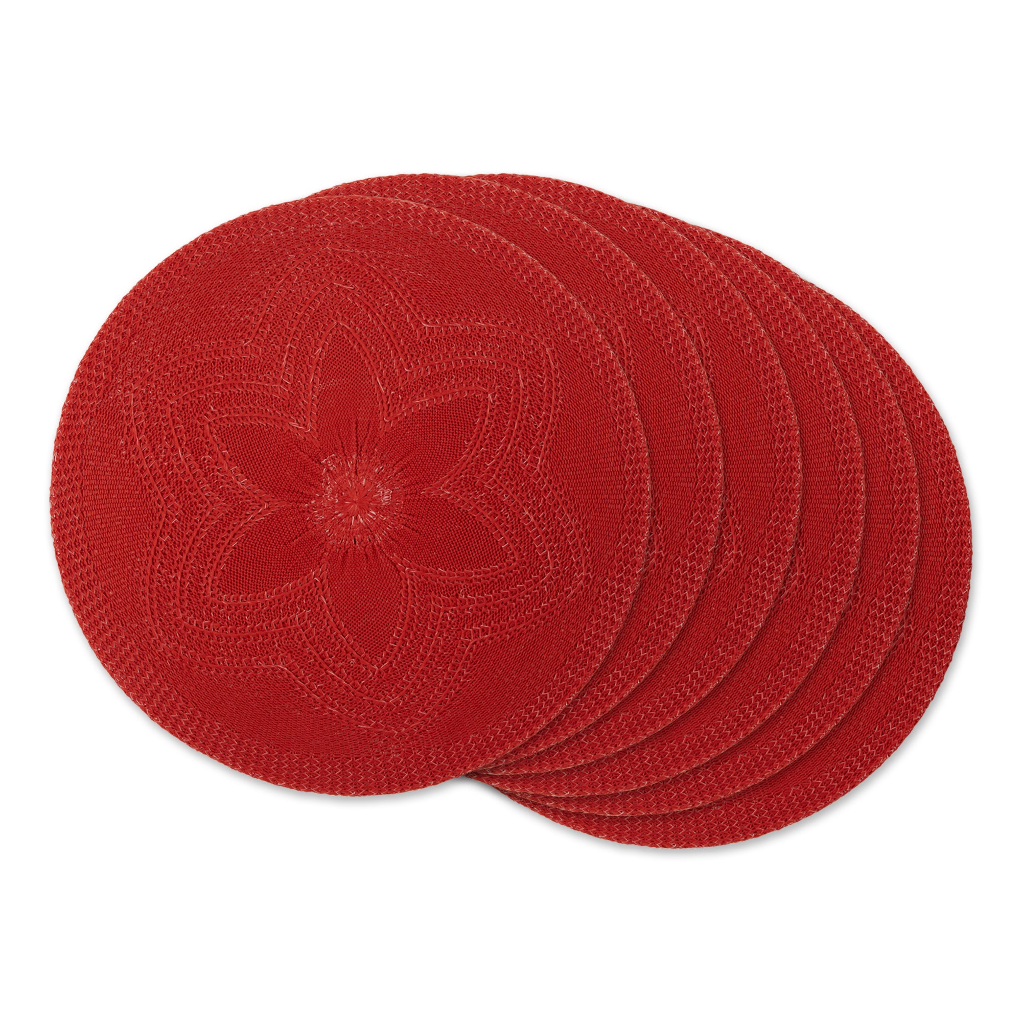 Dii Vintage Red Floral Woven Round Placemat (Set Of 6)