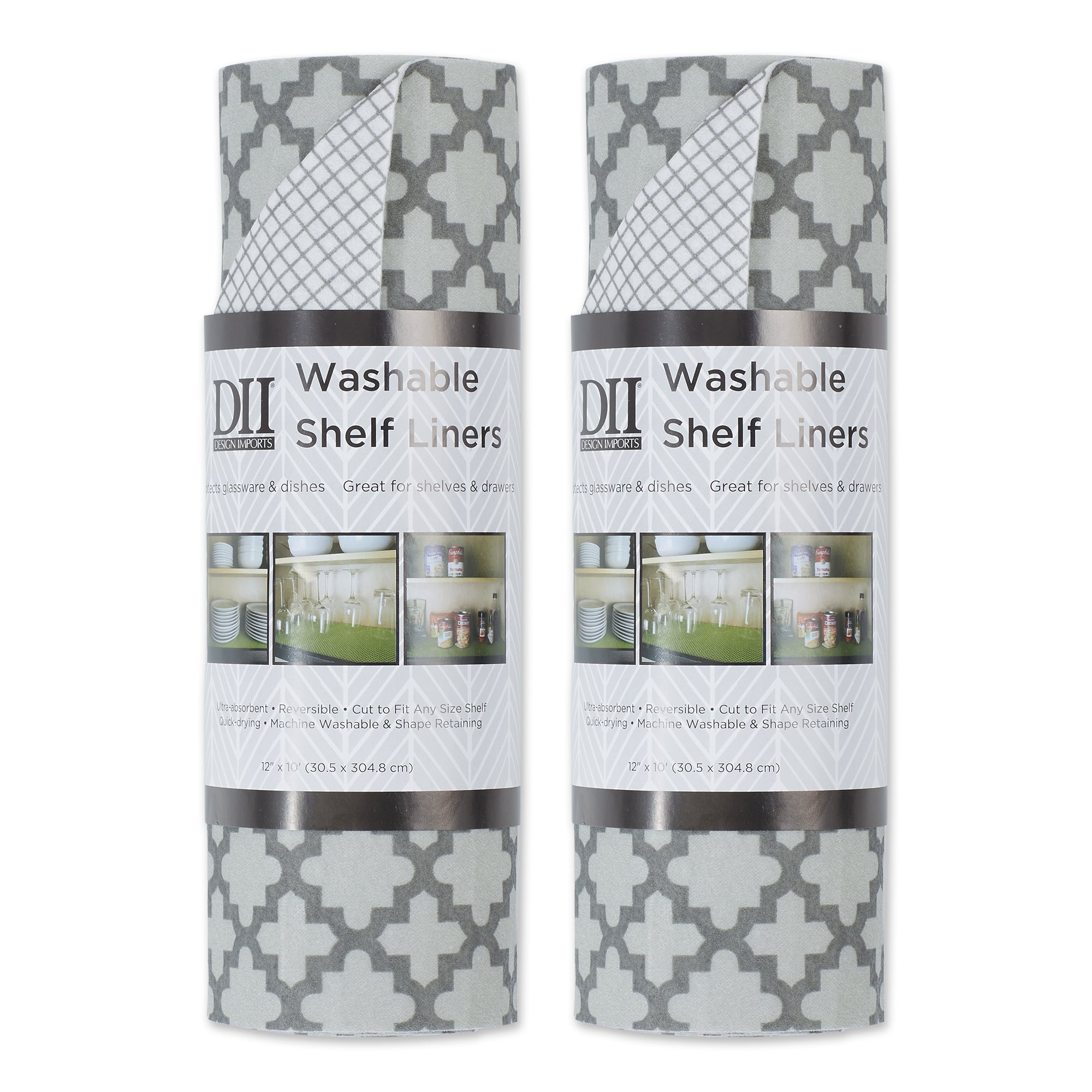 Dii Gray Lattice Shelf Liner (Set Of 2)