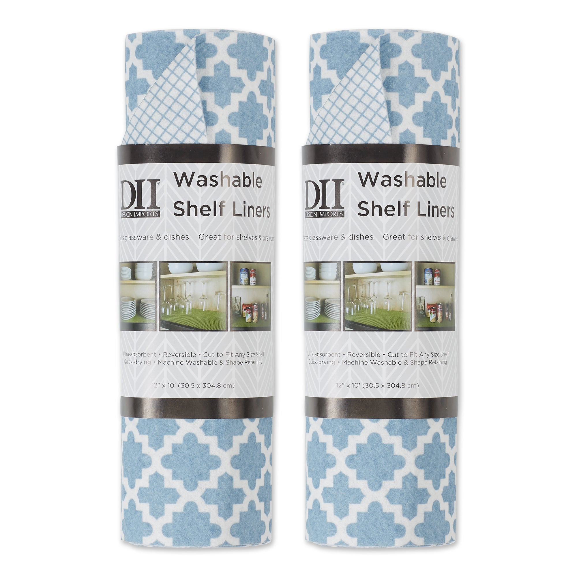 Dii Stonewash Blue Lattice Shelf Liner (Set Of 2)