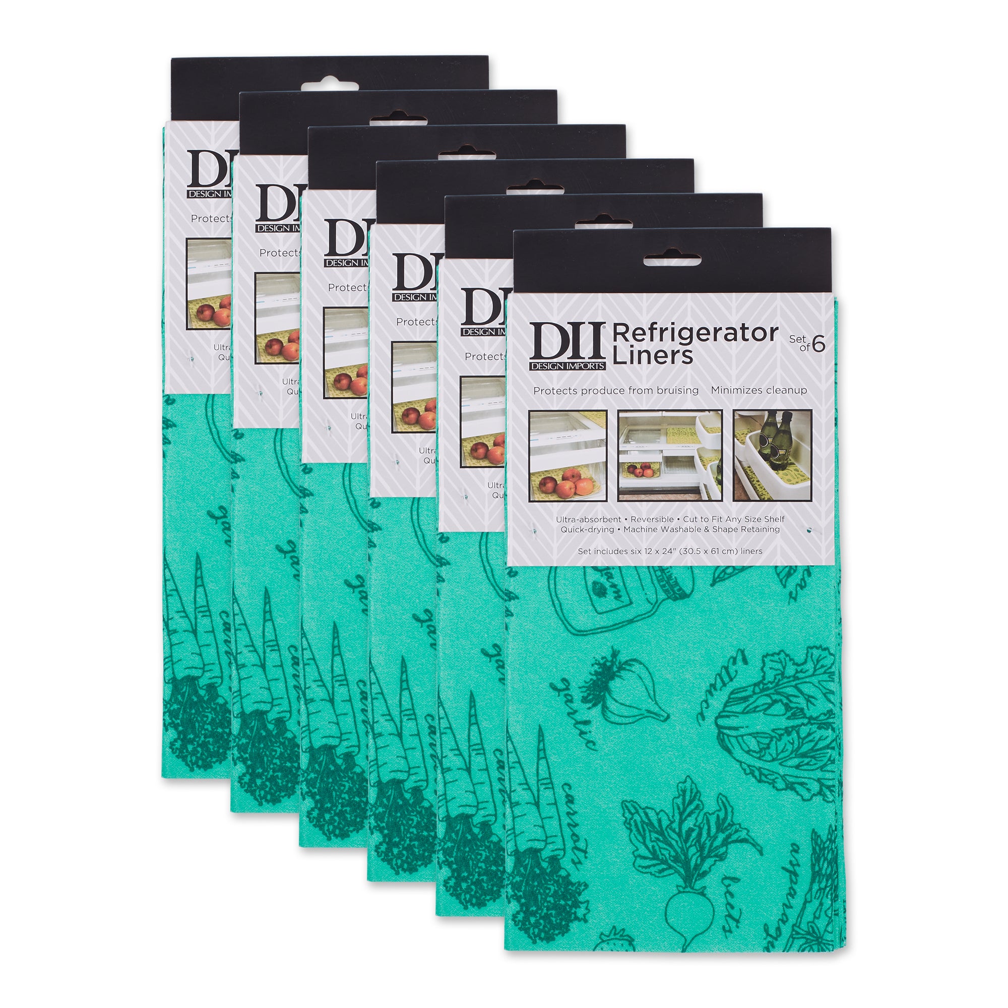 Dii Aqua Market Print Fridge Liner (Set Of 6)
