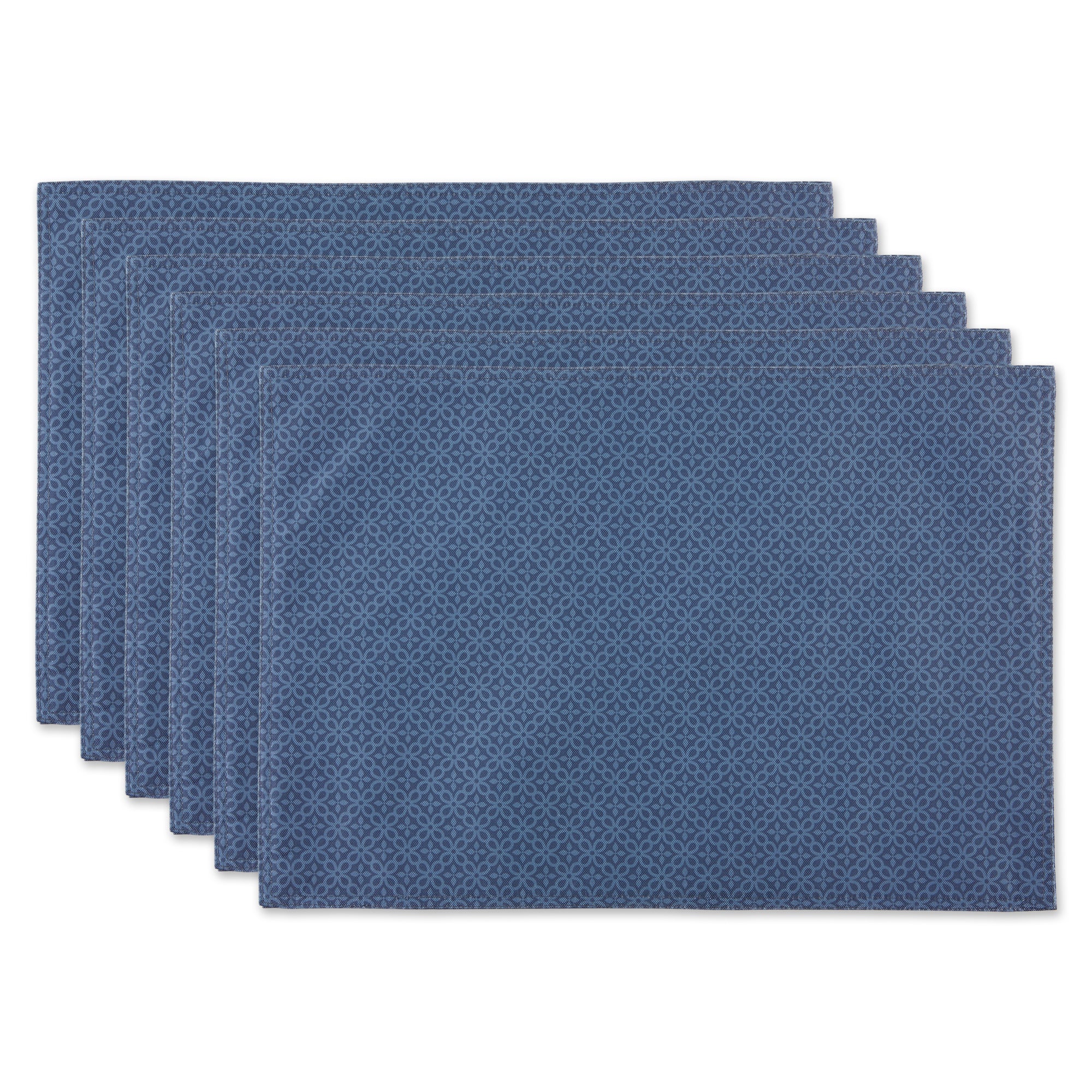 Dii French Blue Tonal Lattice Print Outdoor  Placemat (Set Of 6)