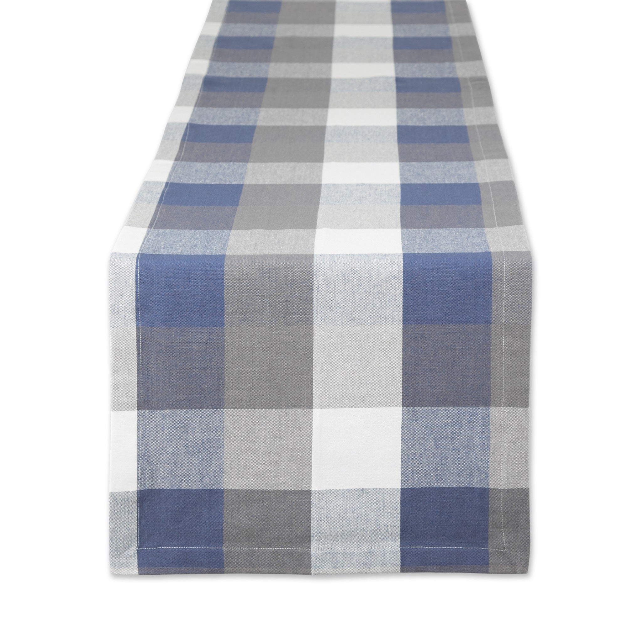 Dii French Blue Tri Color Check Table Runner