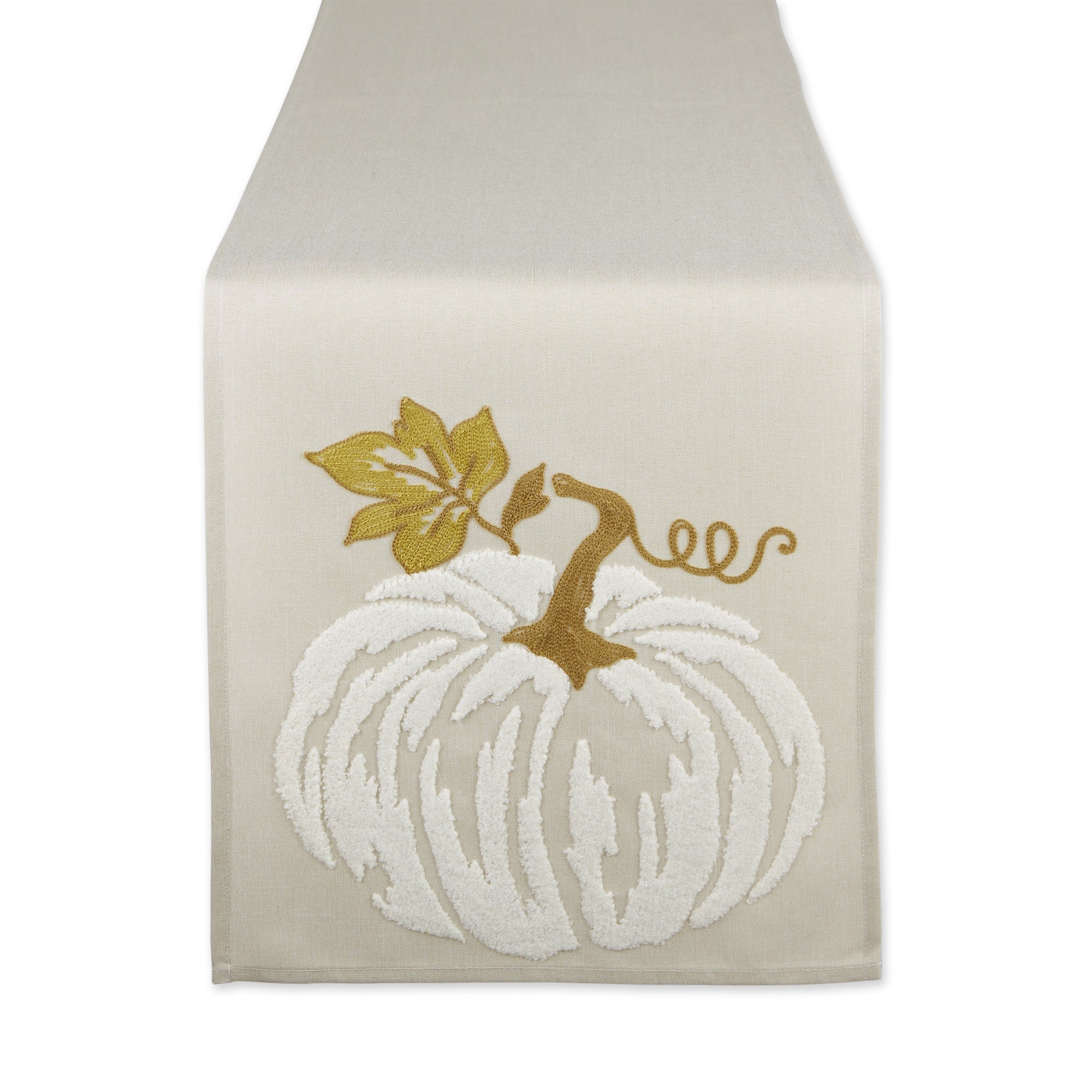 Dii White Pumpkin Embroidered Table Runner 14X70