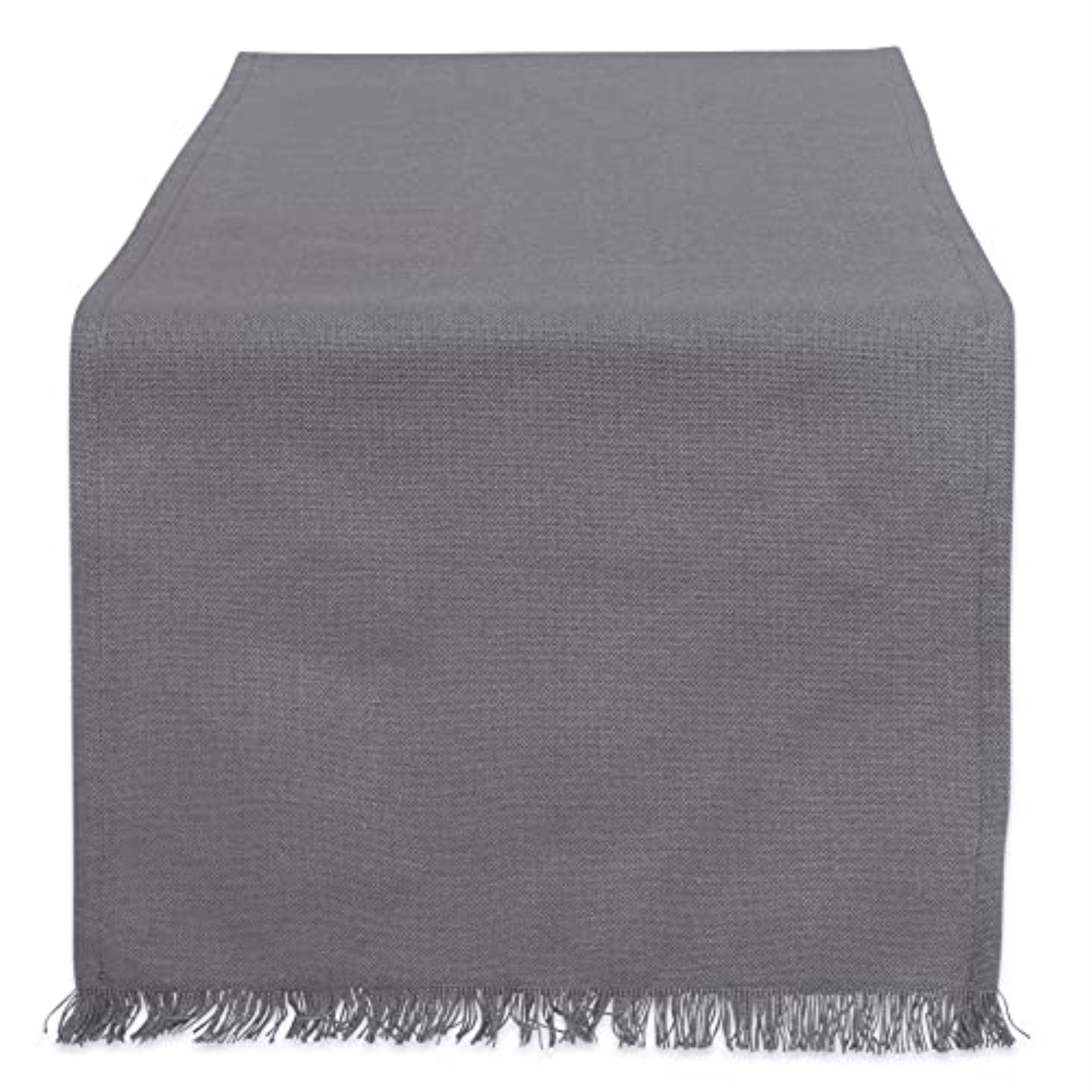 Dii Solid Gray Heavyweight Fringed Table Runner 14X108