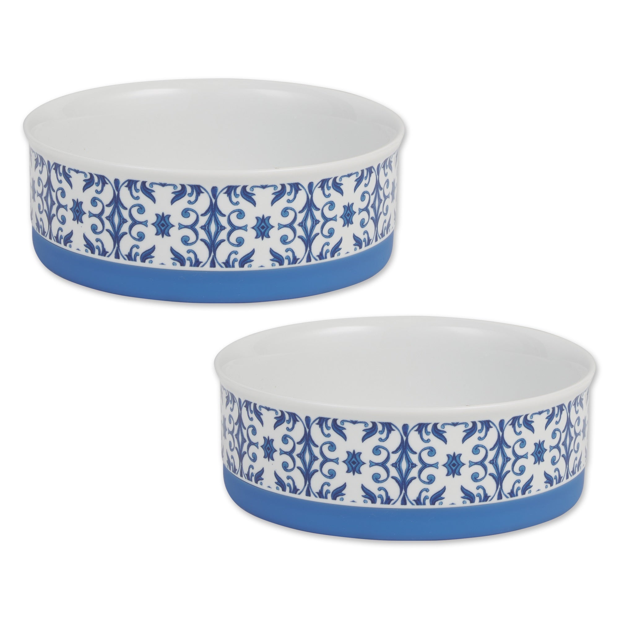 Dii Pet Bowl Portuguese Tile Medium 6Dx2H (Set Of 2)