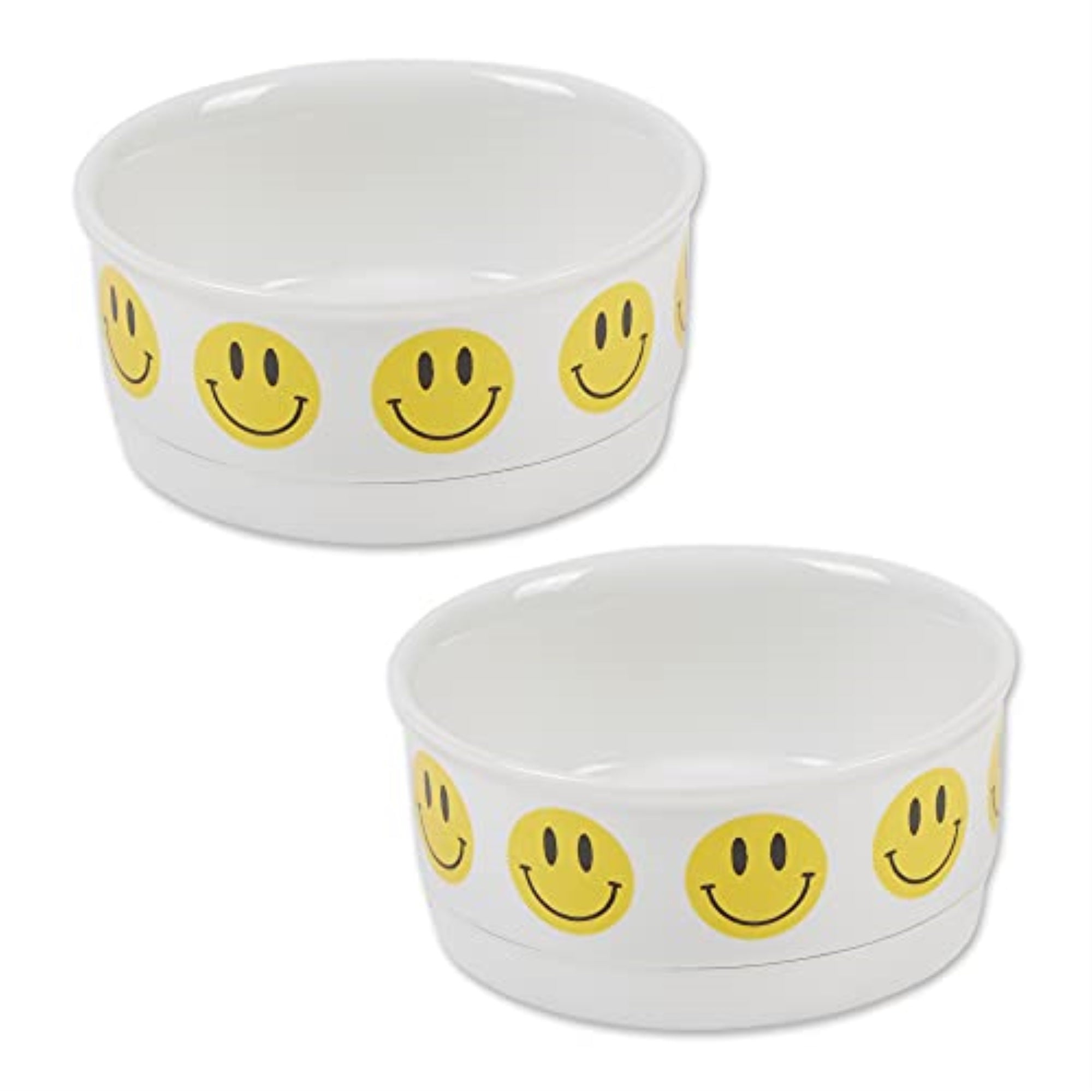 Dii Pet Bowl Smiley Face, Small 4.25Dx2H (Set Of 2)
