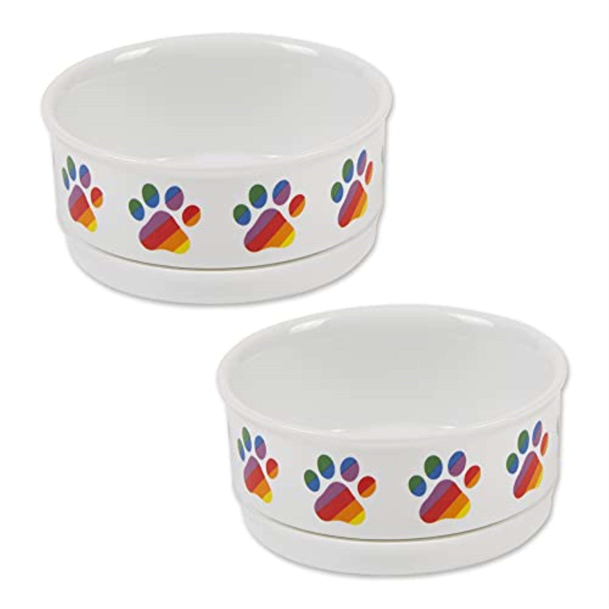 Dii Pet Bowl Rainbow Paw, Small 4.25Dx2H (Set Of 2)