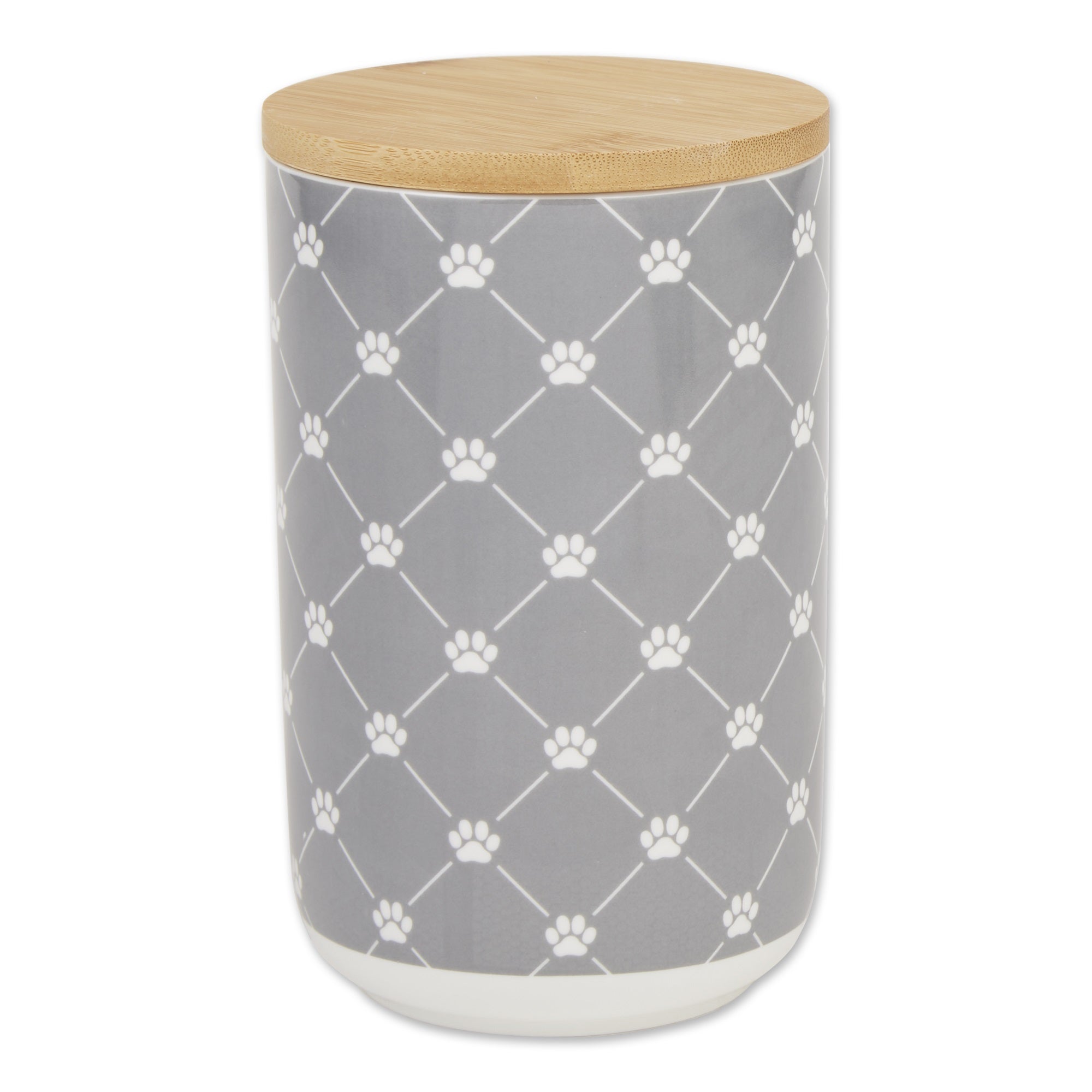 Dii Gray Trellis Paw Ceramic Treat Canister
