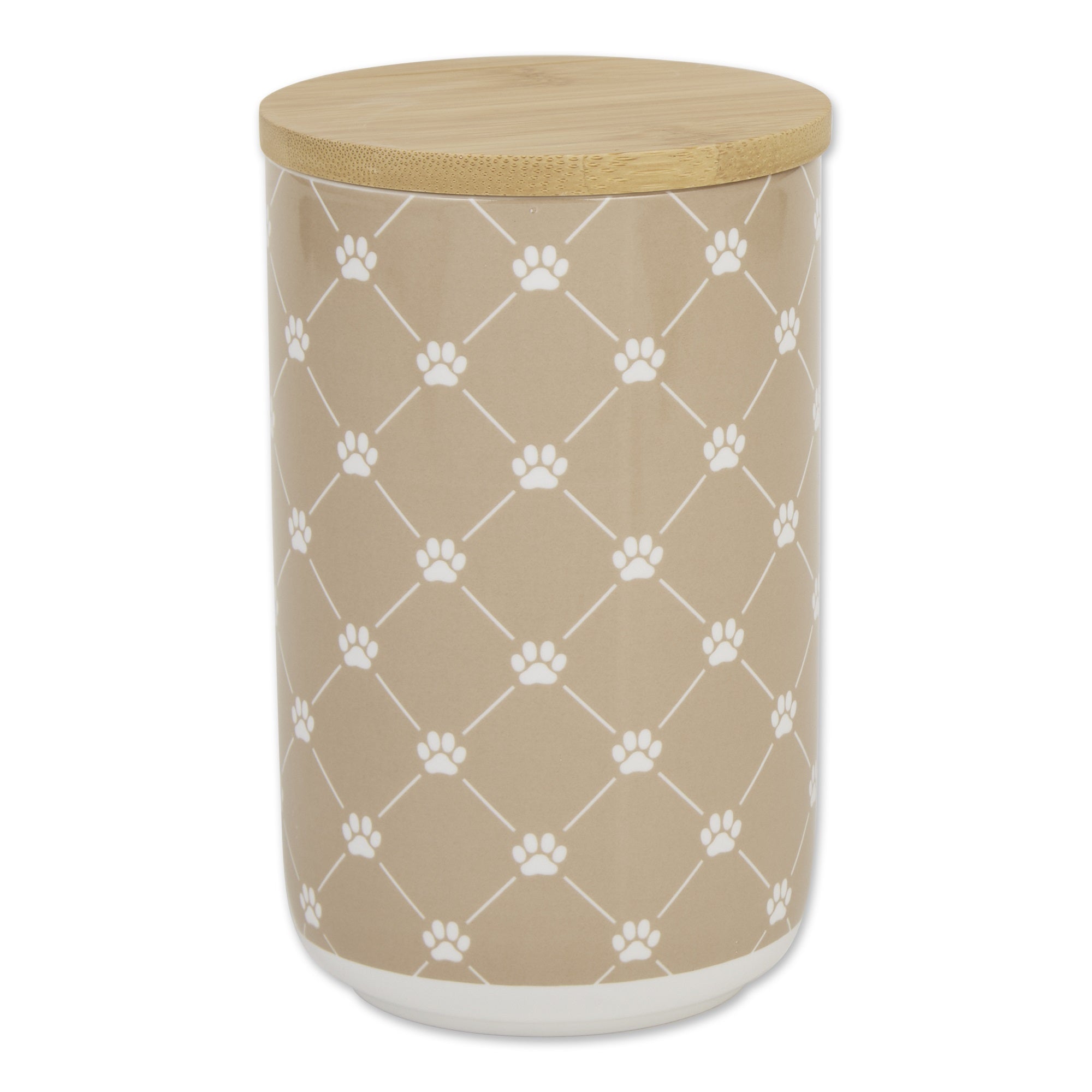 Dii Taupe Trellis Paw Ceramic Treat Canister