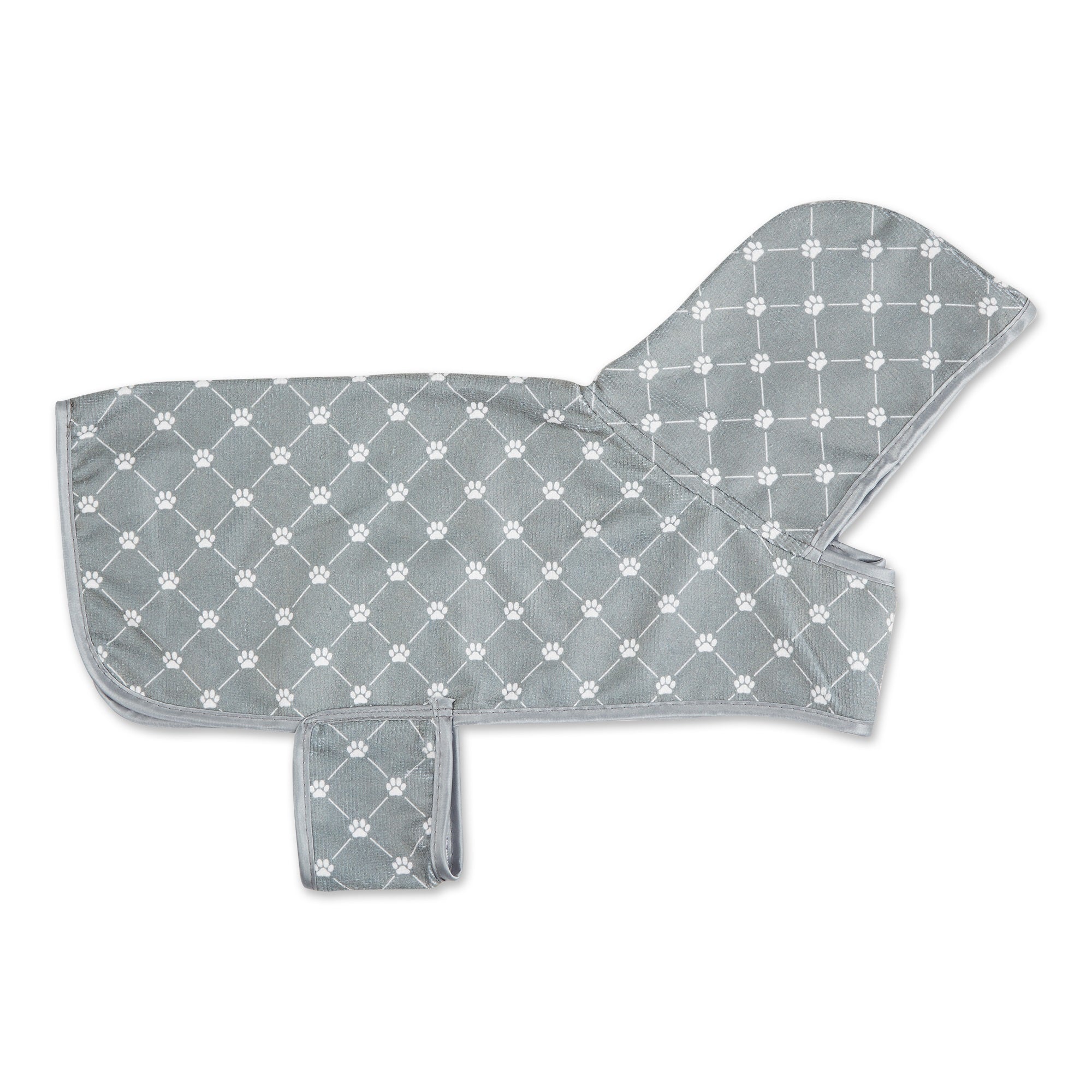 Dii Gray Printed Trellis Paw Small Pet Robe