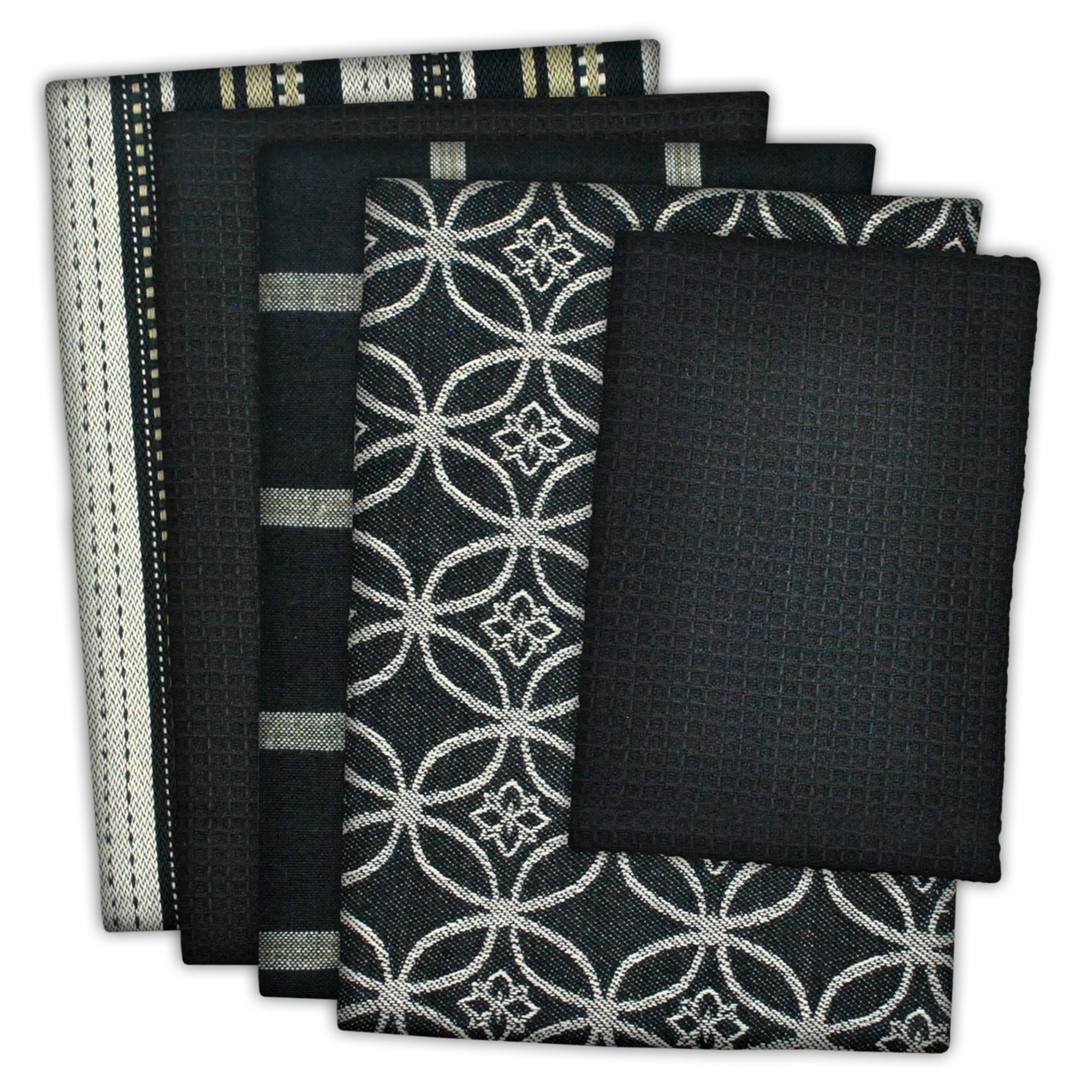 Dii Assorted Black Dishtowel & Dishcloth (Set Of 5)