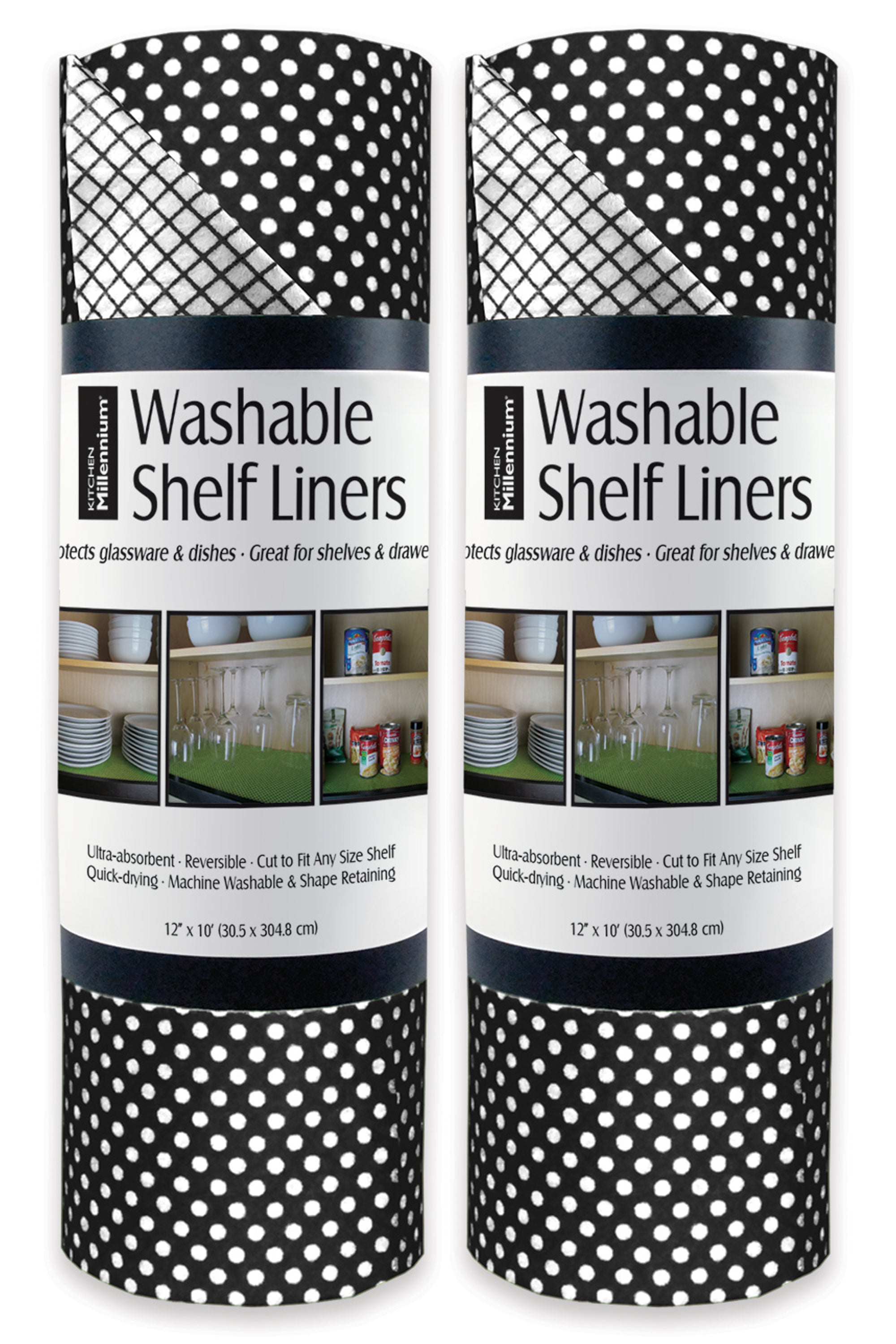 Dii Black Dots Shelf Liner (Set Of 2)
