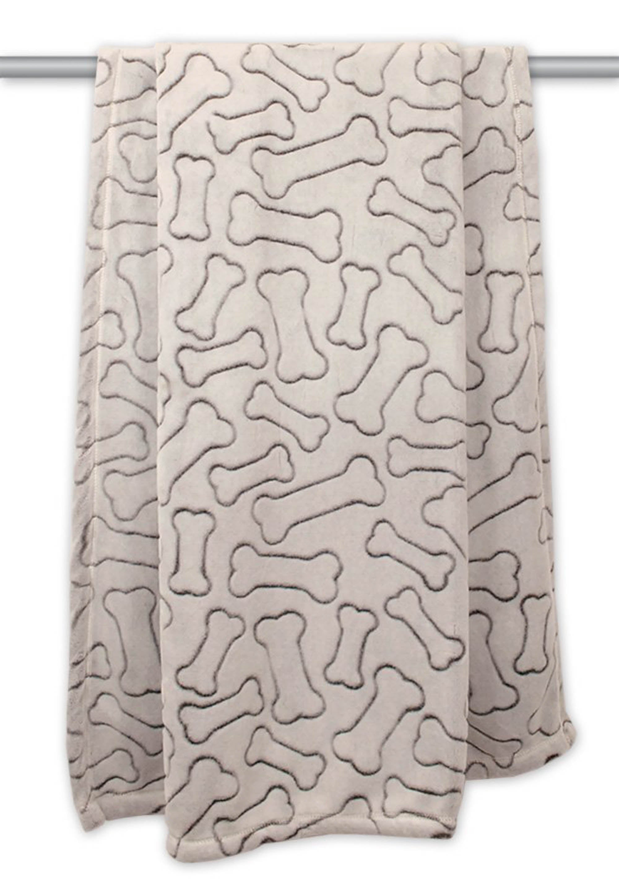 Dii Taupe Embossed Bone Print Pet Blanket