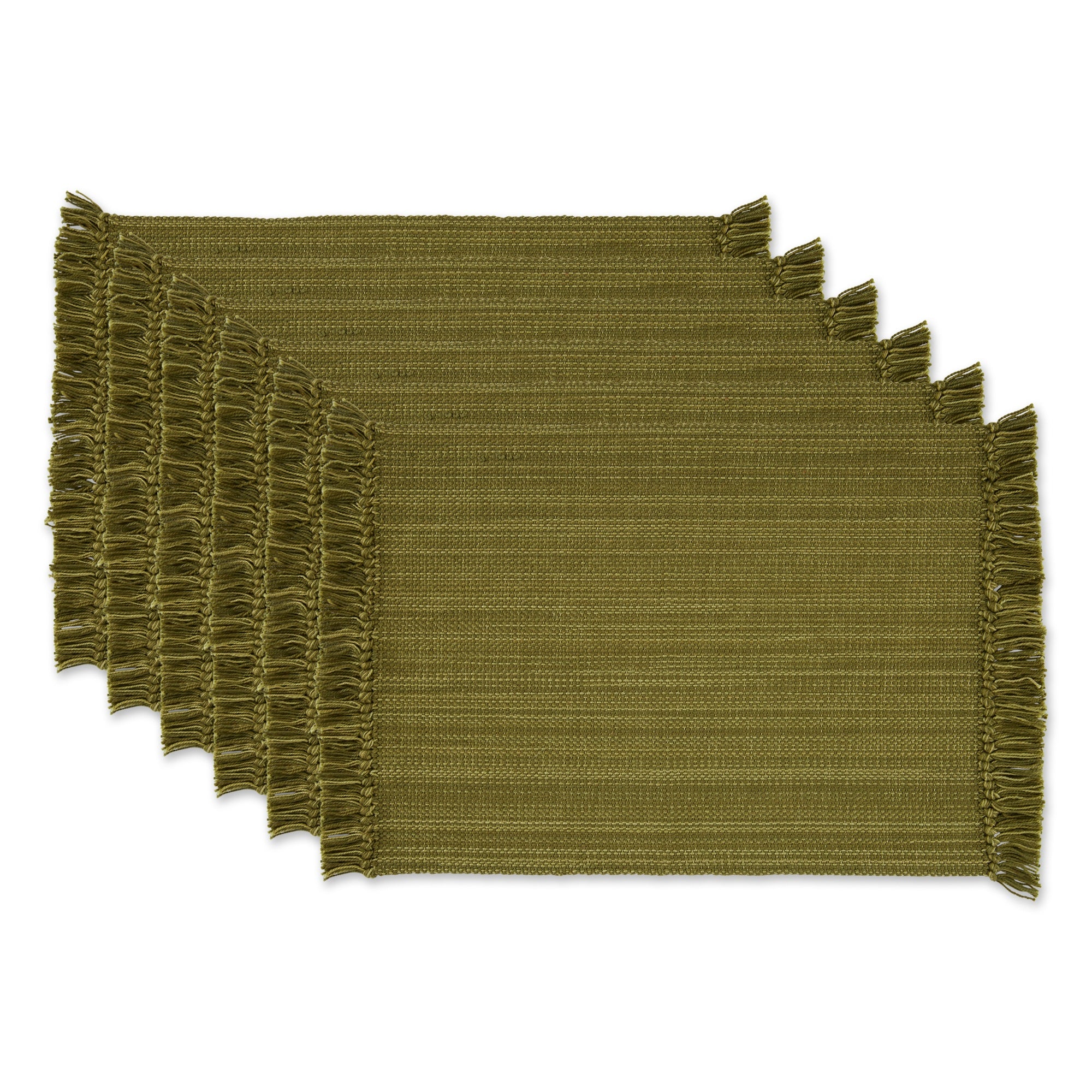 Dii Variegated Olive Green Fringe Placemat (Set Of 6)