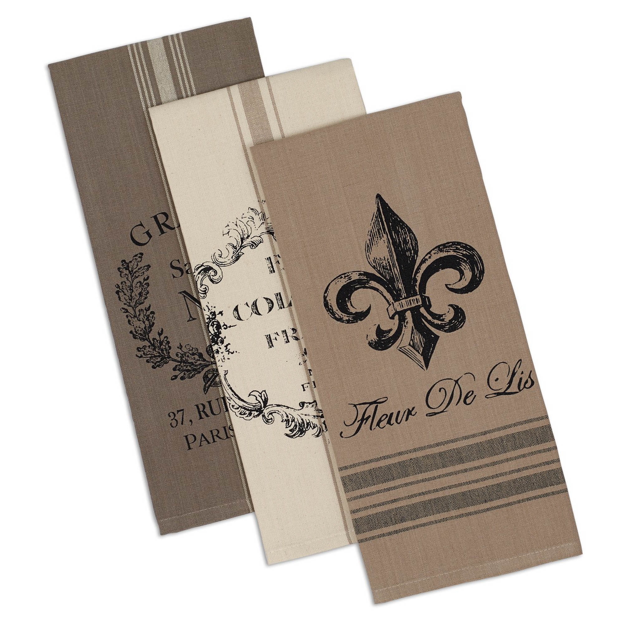 Dii Assorted French Printed Dishtowel (Set Of 3)