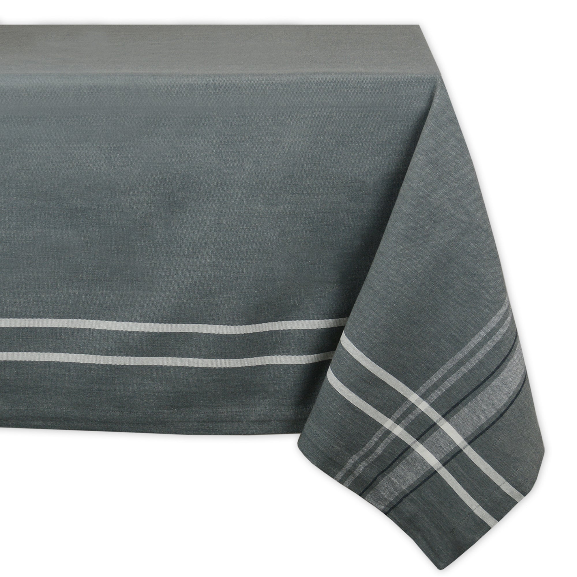Dii Gray French Chambray Tablecloth 70 Round
