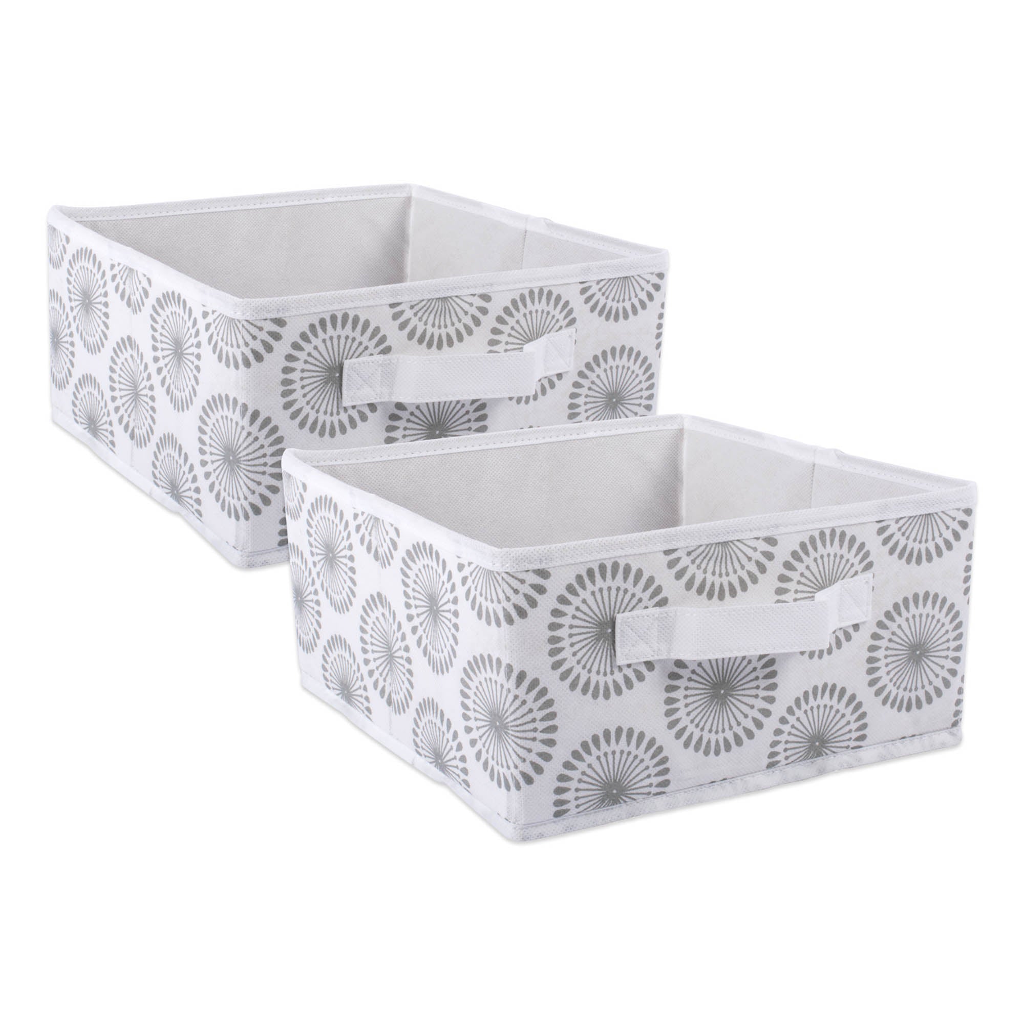 Dii Nonwoven Polyester Bin Starburst Gray Square Medium  (Set Of 2)