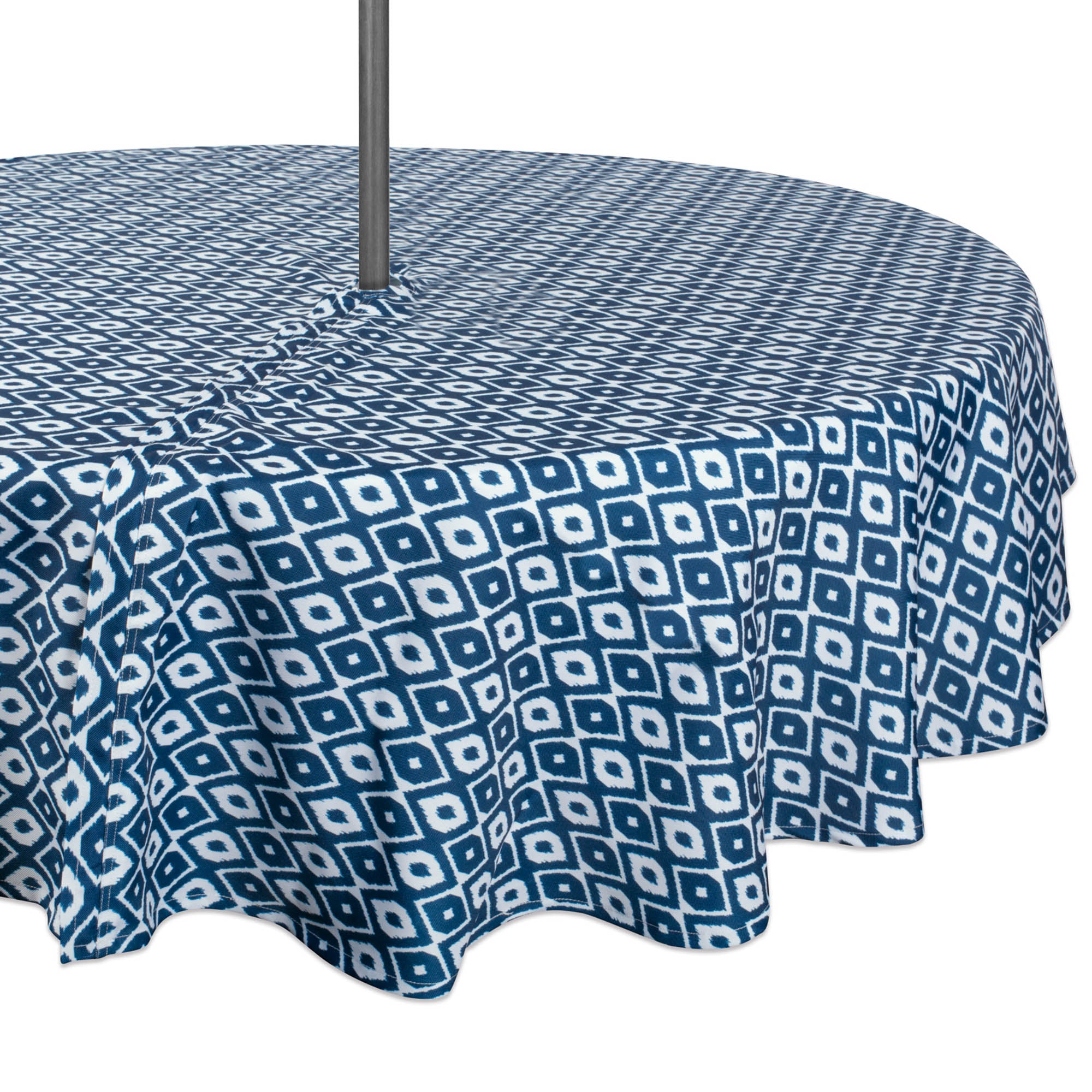 Dii Blue Ikat Outdoor Tablecloth With Zipper 52 Round